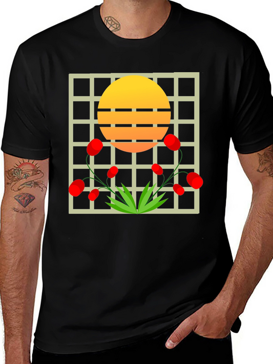 Abstract Sunset Floral Graphic Tee