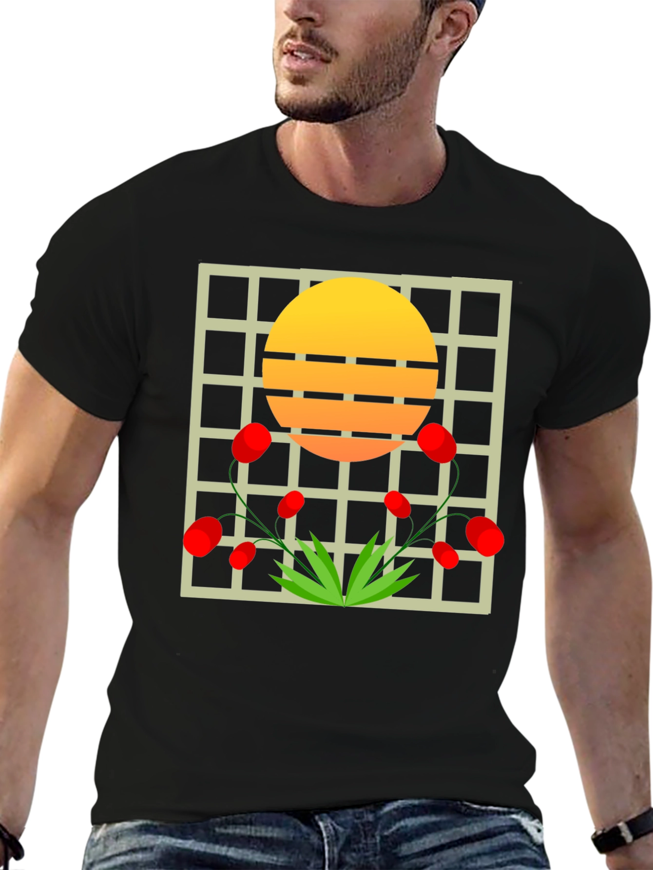 Abstract Sunset Floral Graphic Tee