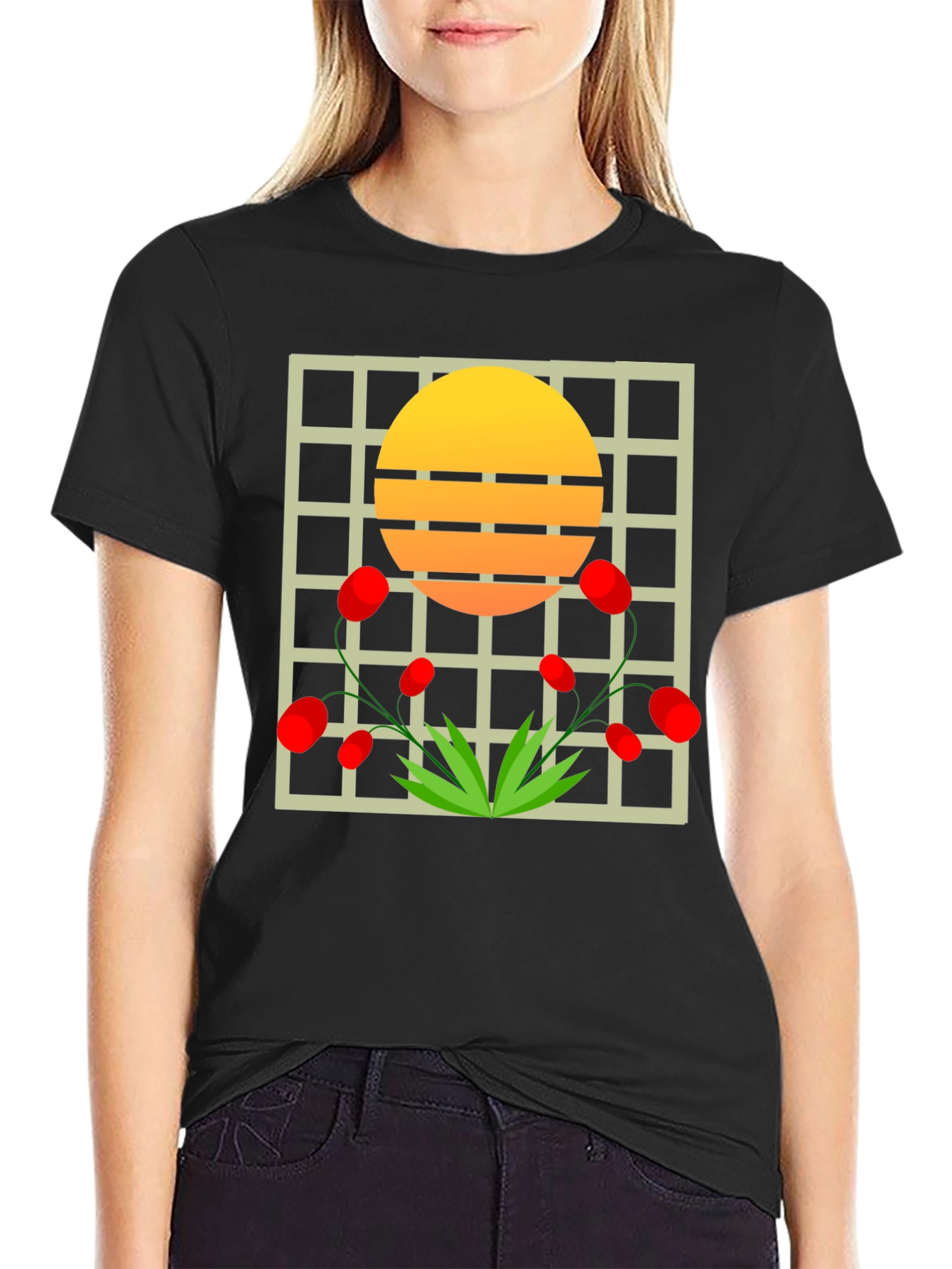 Abstract Sunset Floral Graphic Tee