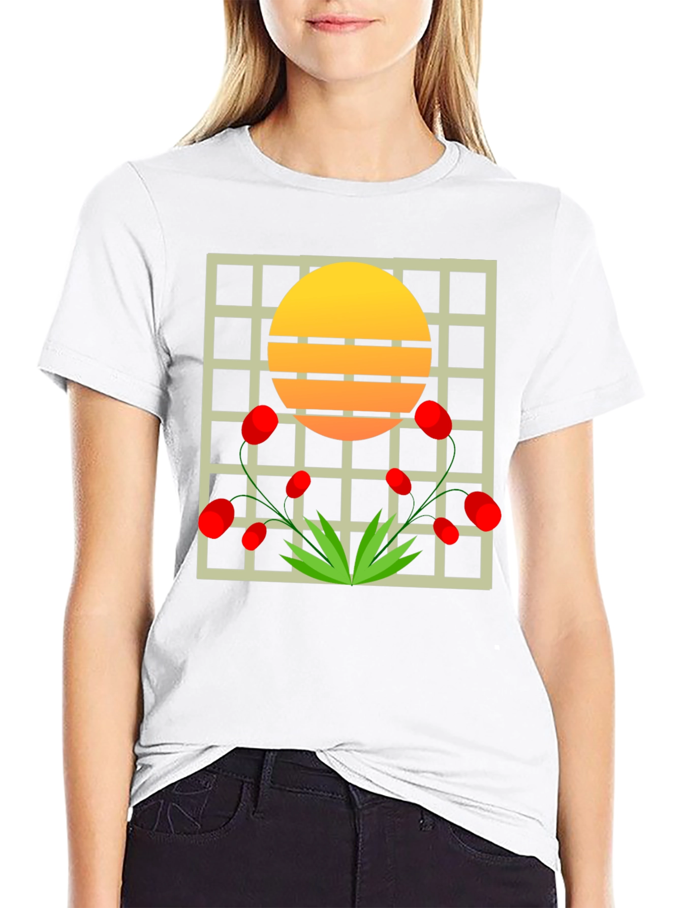 Abstract Sunset Floral Graphic Tee