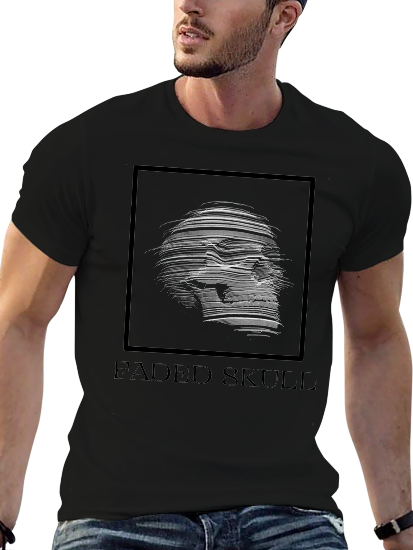 Faded Skull Graphic Tee - Dark Fashion T-Shirt
