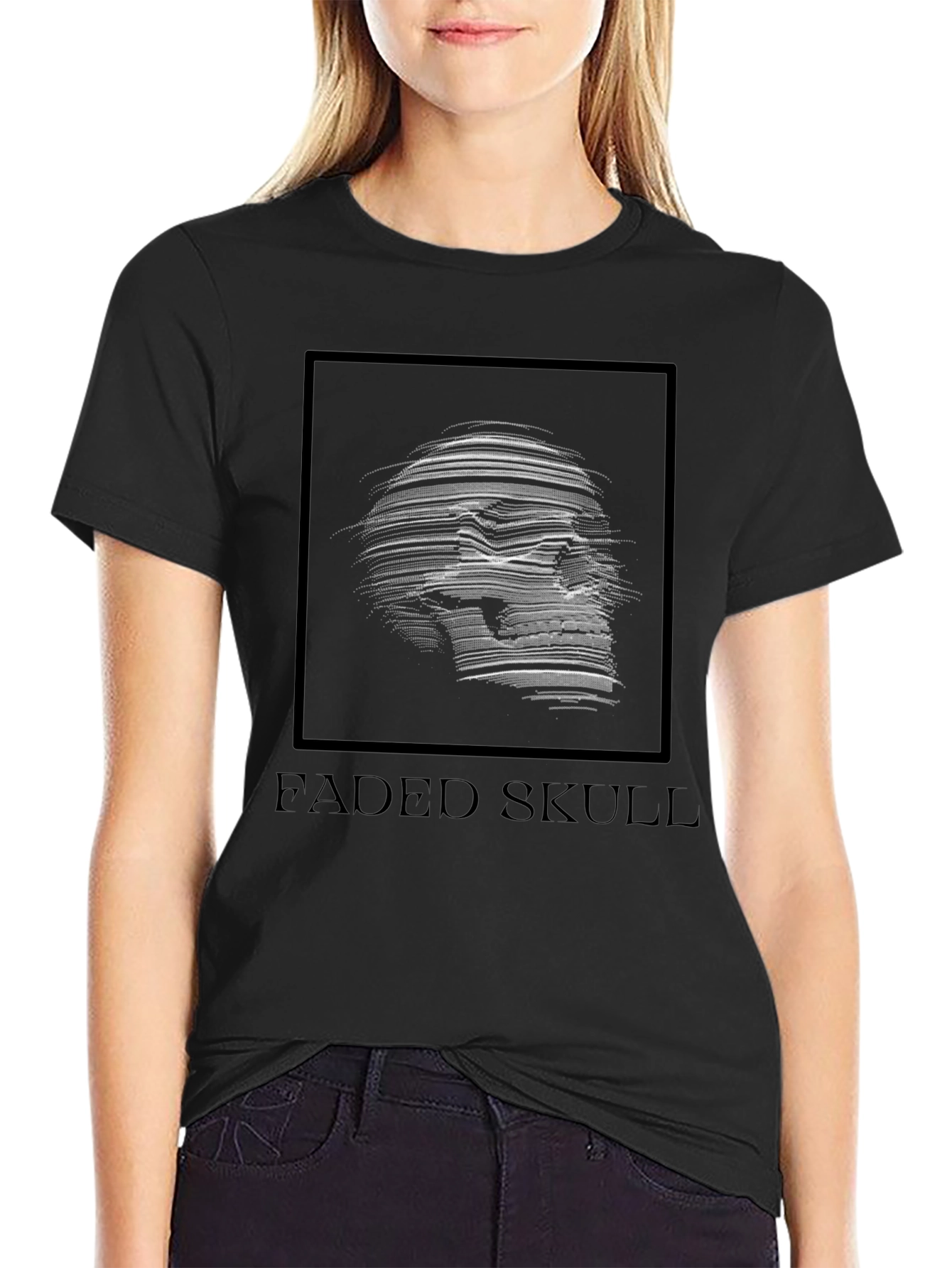 Faded Skull Graphic Tee - Dark Fashion T-Shirt