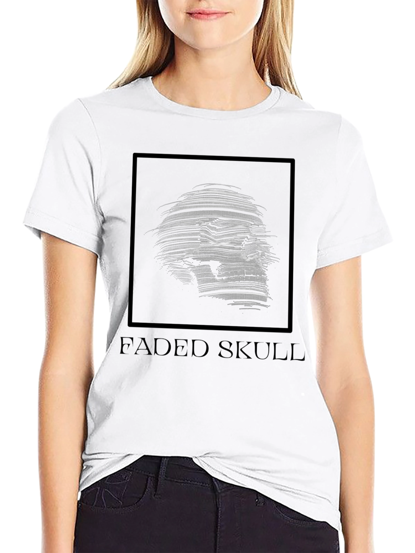 Faded Skull Graphic Tee - Dark Fashion T-Shirt