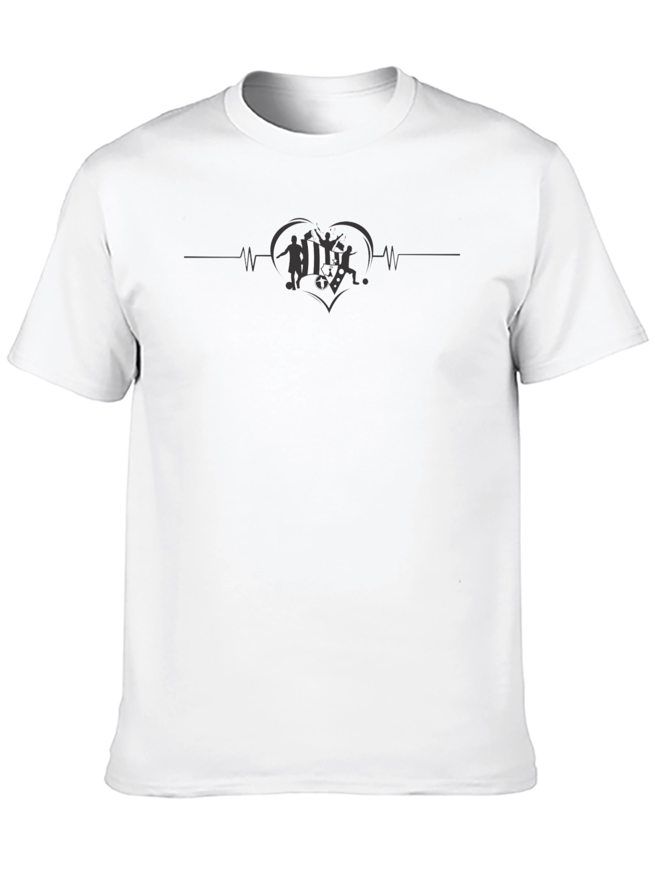 Soccer Heartbeat T-Shirt - Black Cotton Tee