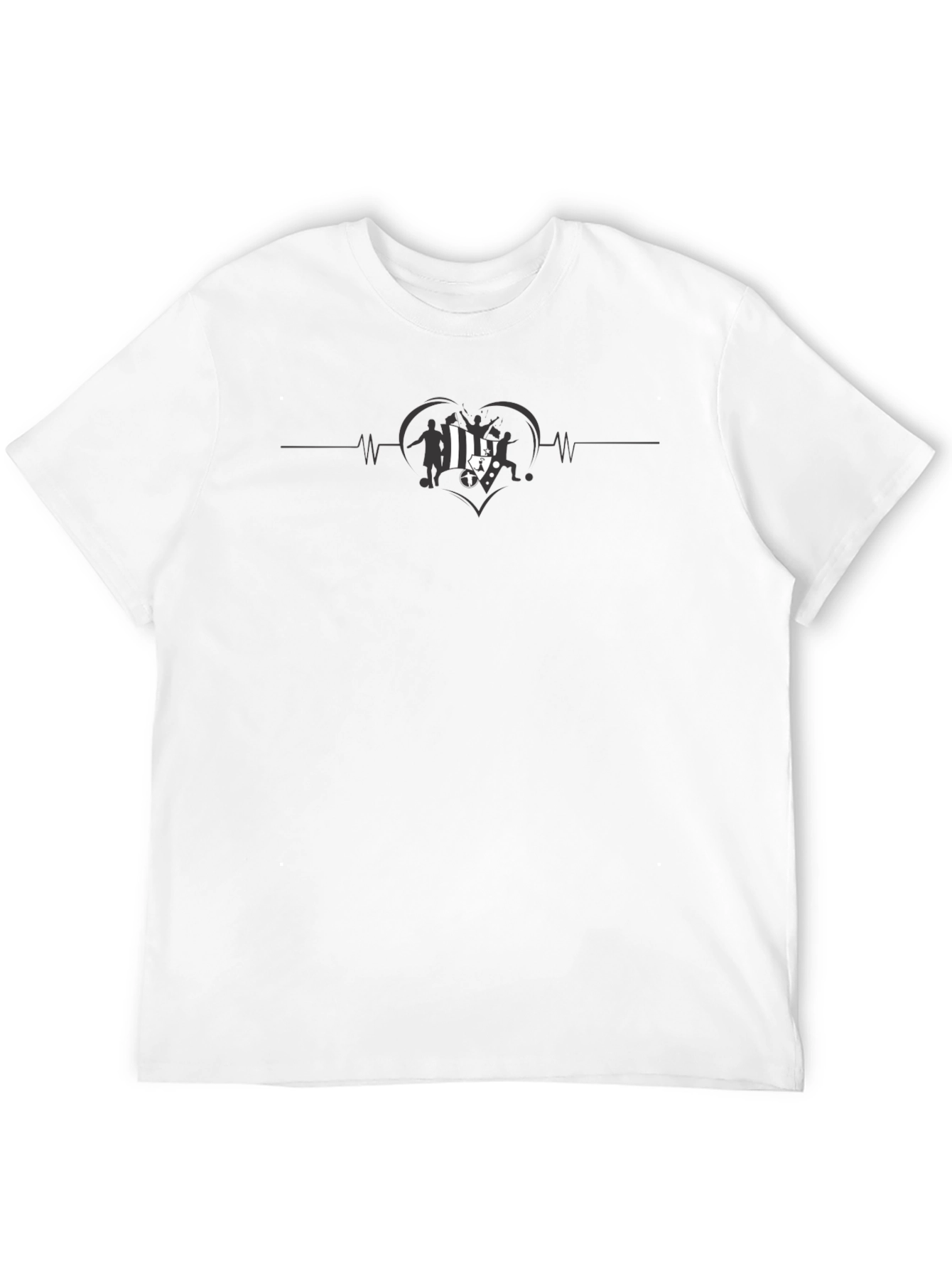 Soccer Heartbeat T-Shirt - Black Cotton Tee