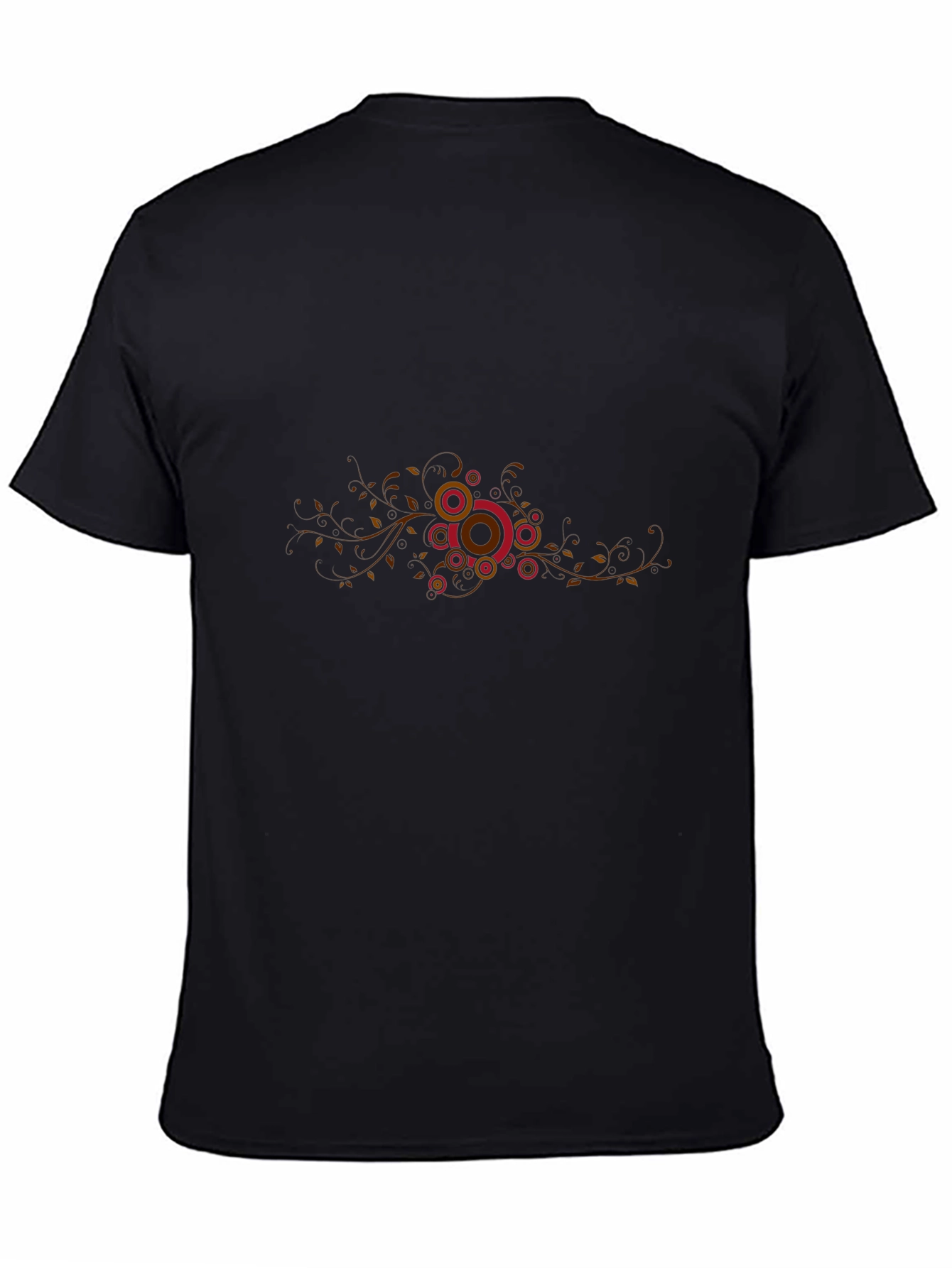 Black Graphic Tee - Retro Circle Vines