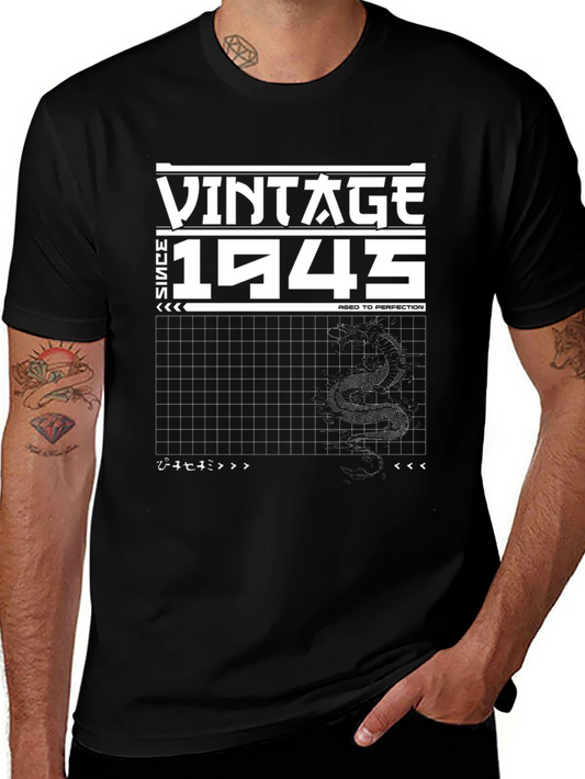 Vintage 1945 Aged to Perfection Black Graphic Tee