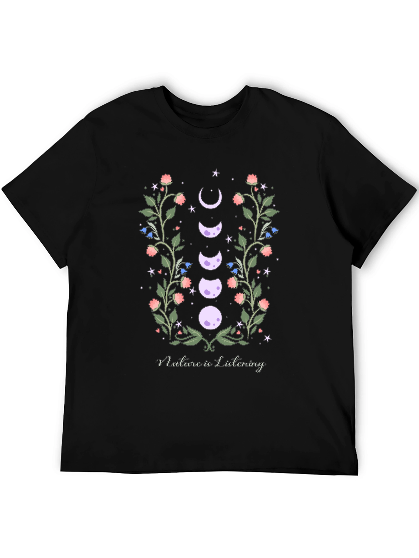 Natures Embrace T-Shirt - Moon Phase Floral Design