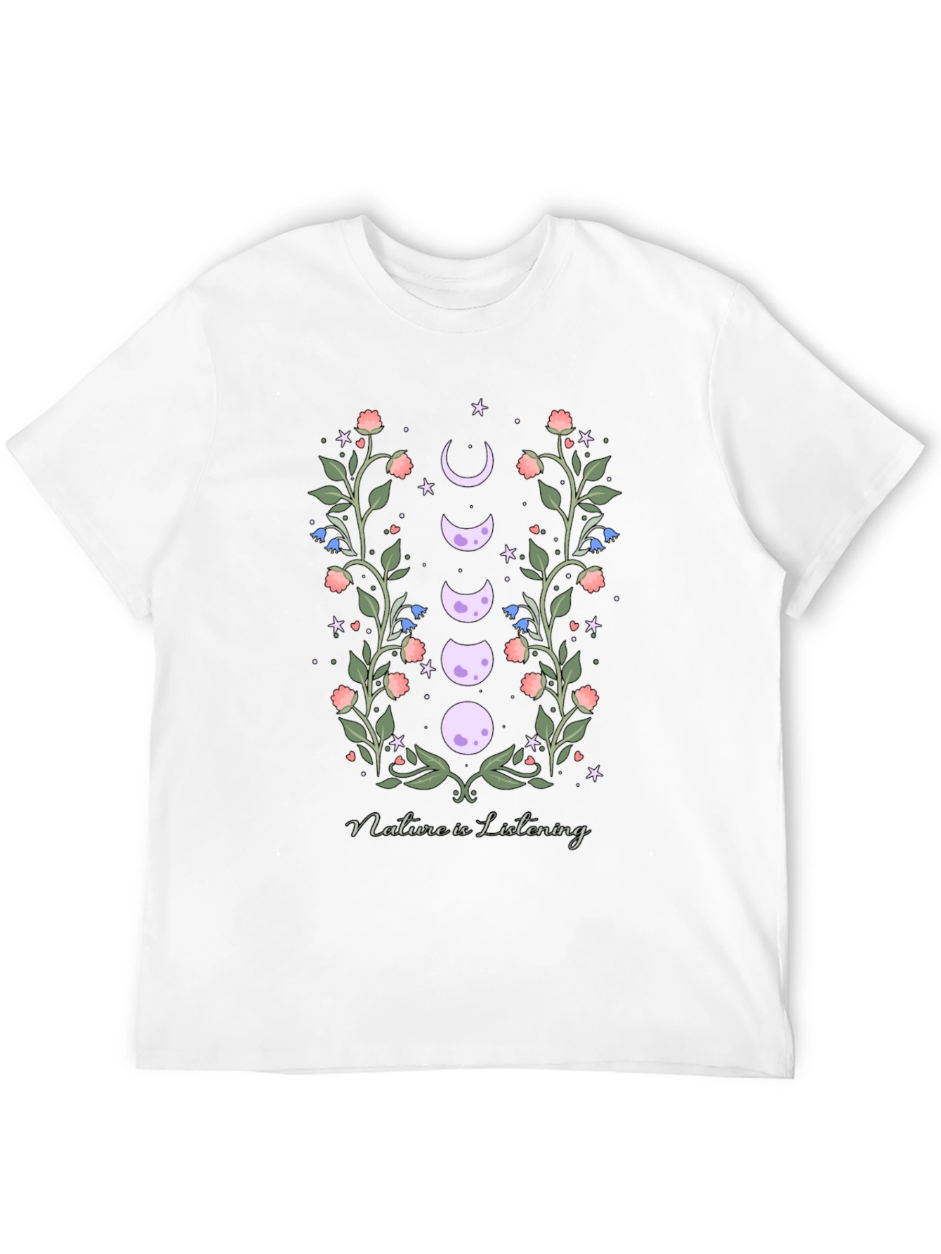 Natures Embrace T-Shirt - Moon Phase Floral Design