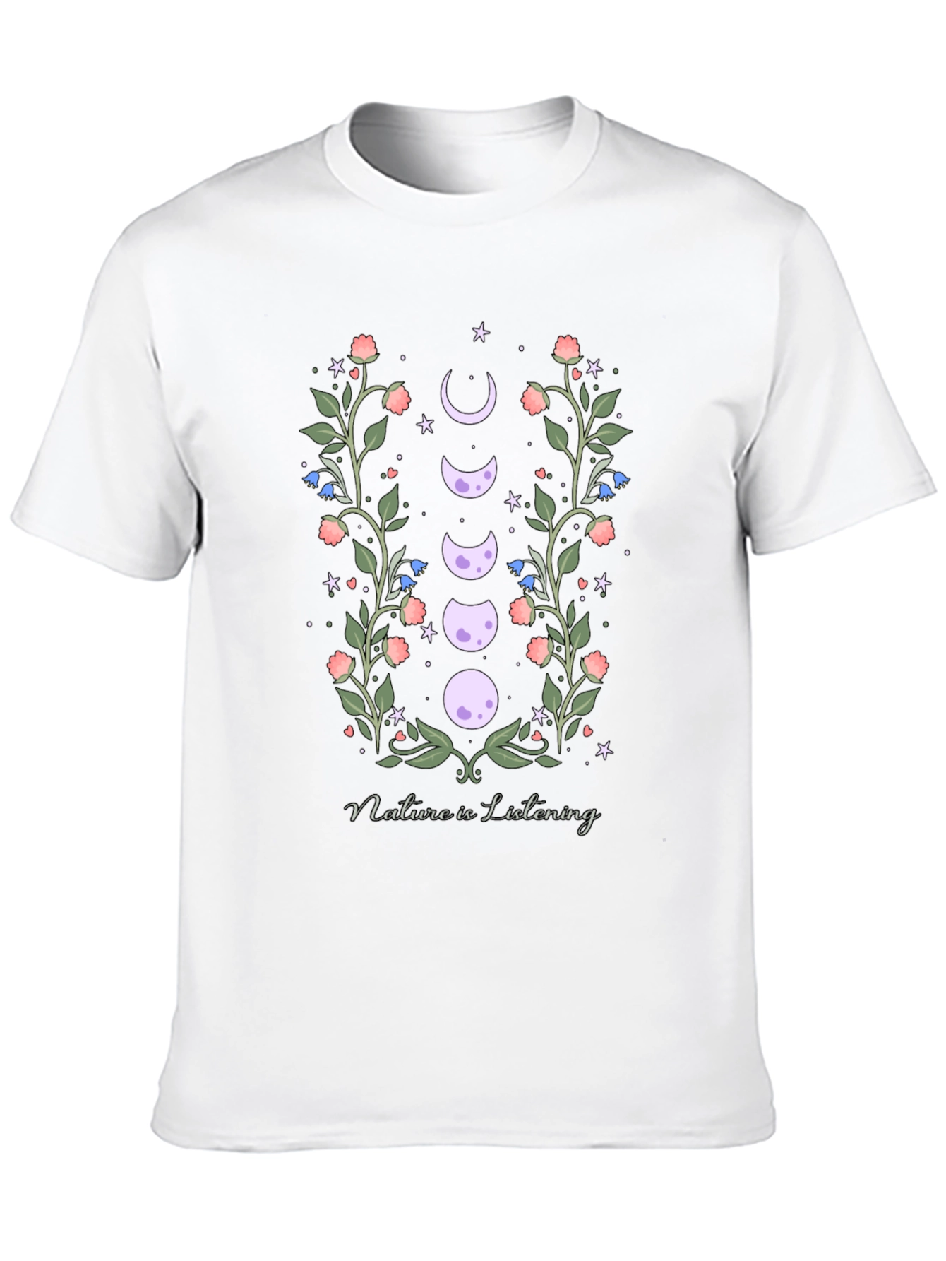Natures Embrace T-Shirt - Moon Phase Floral Design