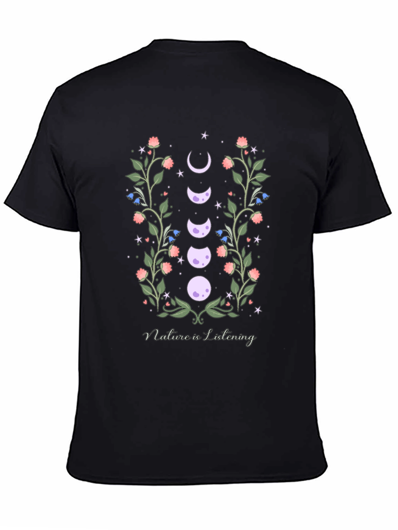 Natures Embrace T-Shirt - Moon Phase Floral Design
