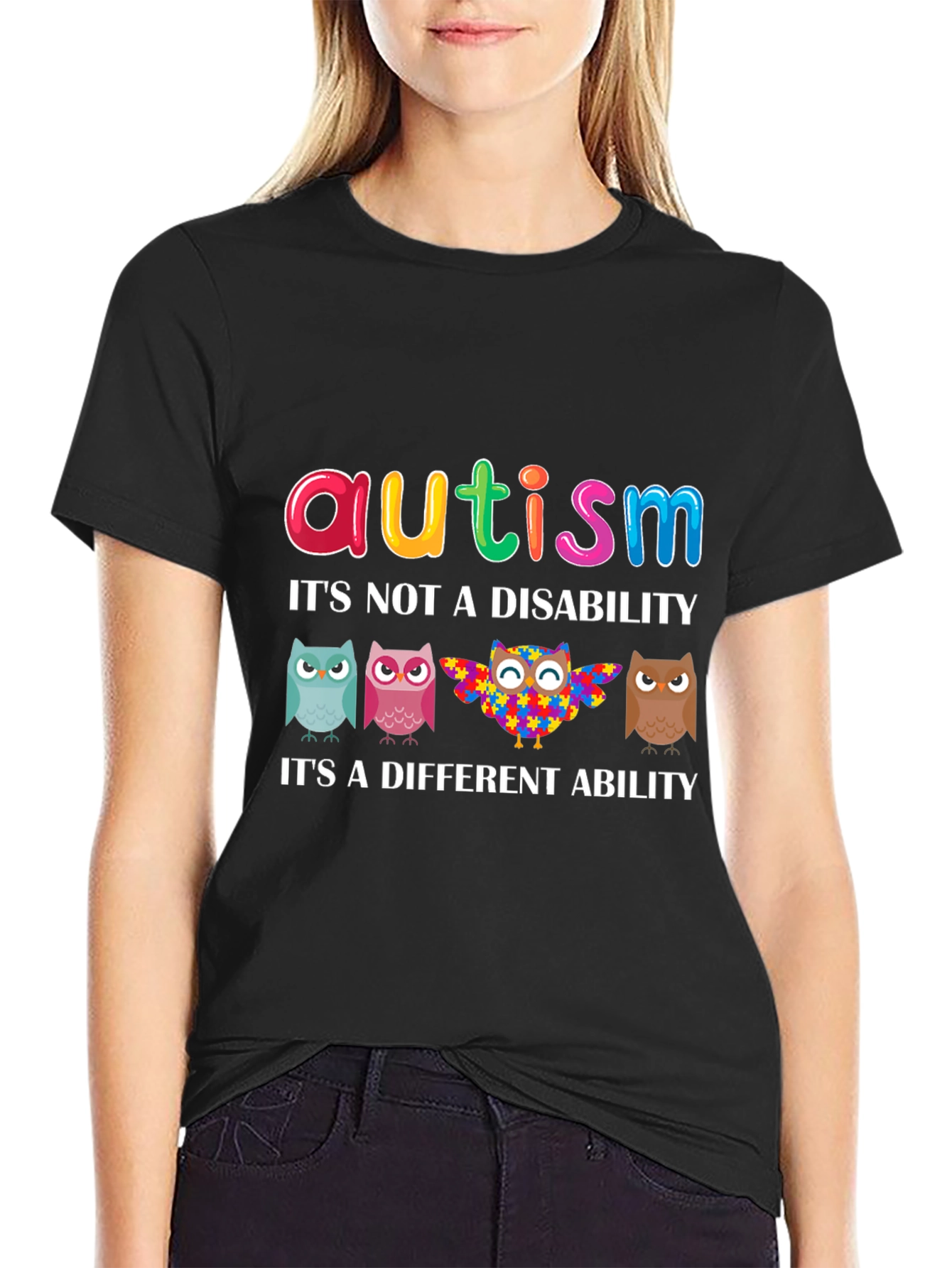 Autism Awareness Owl T-Shirt - Its a Different Ability