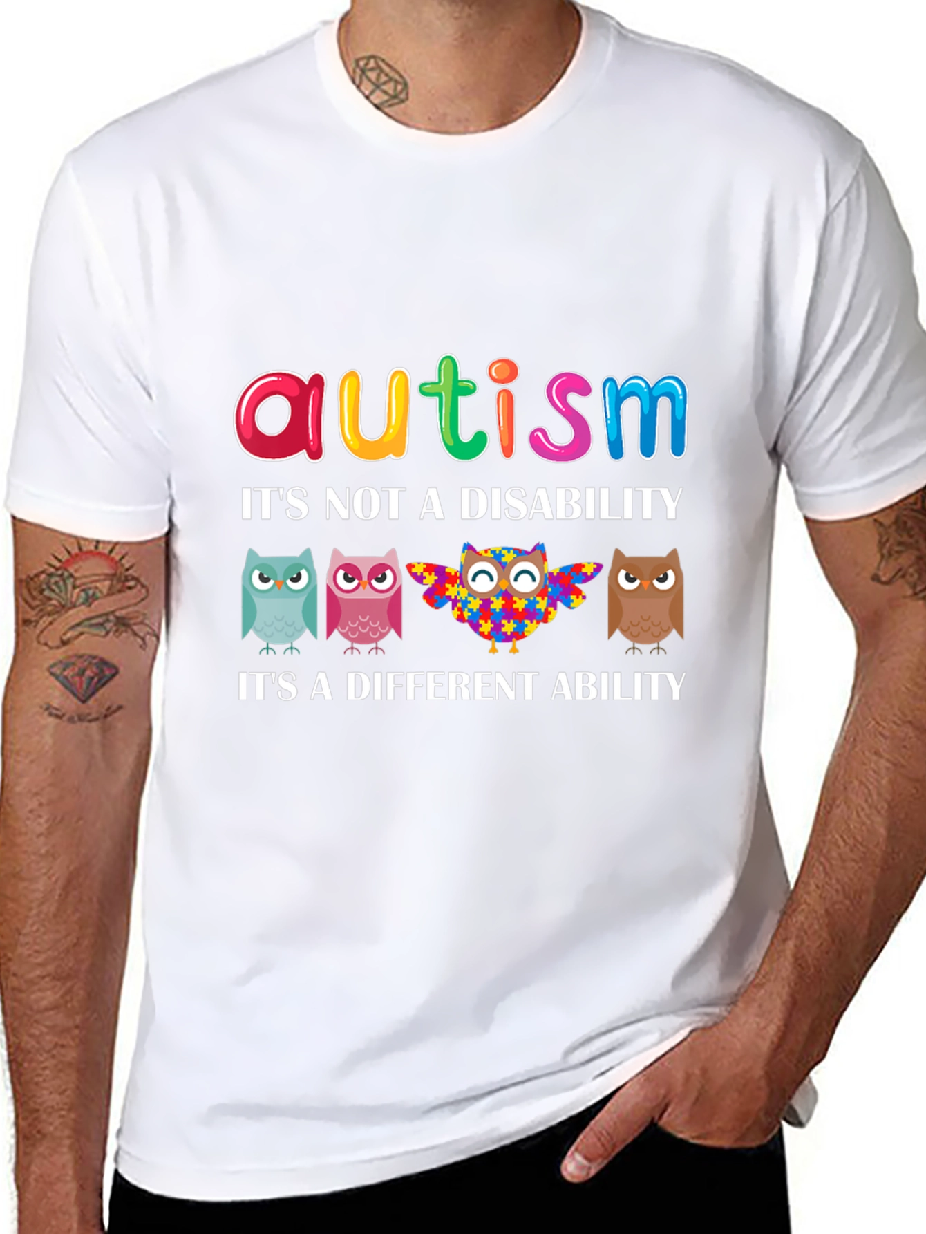 Autism Awareness Owl T-Shirt - Its a Different Ability