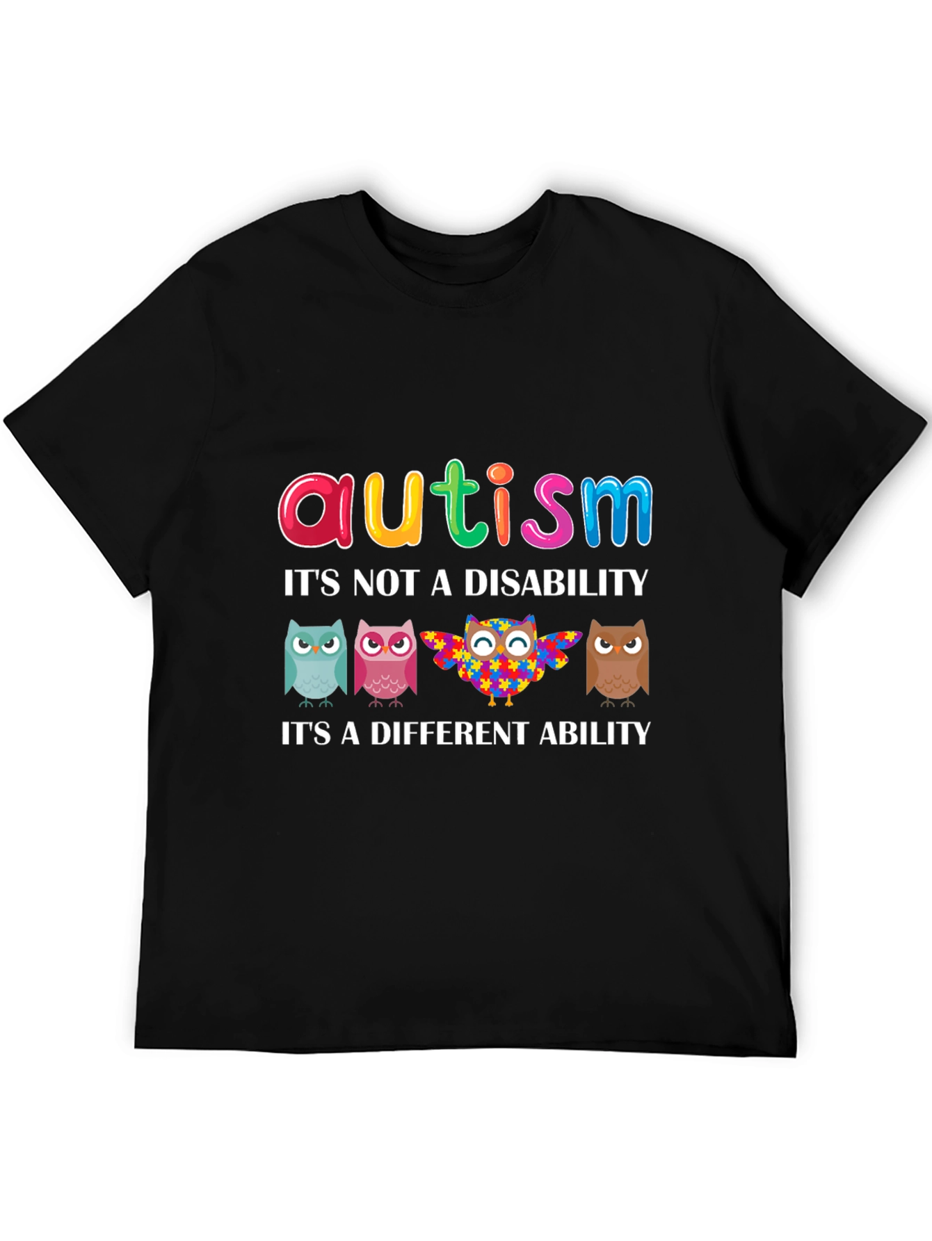 Autism Awareness Owl T-Shirt - Its a Different Ability