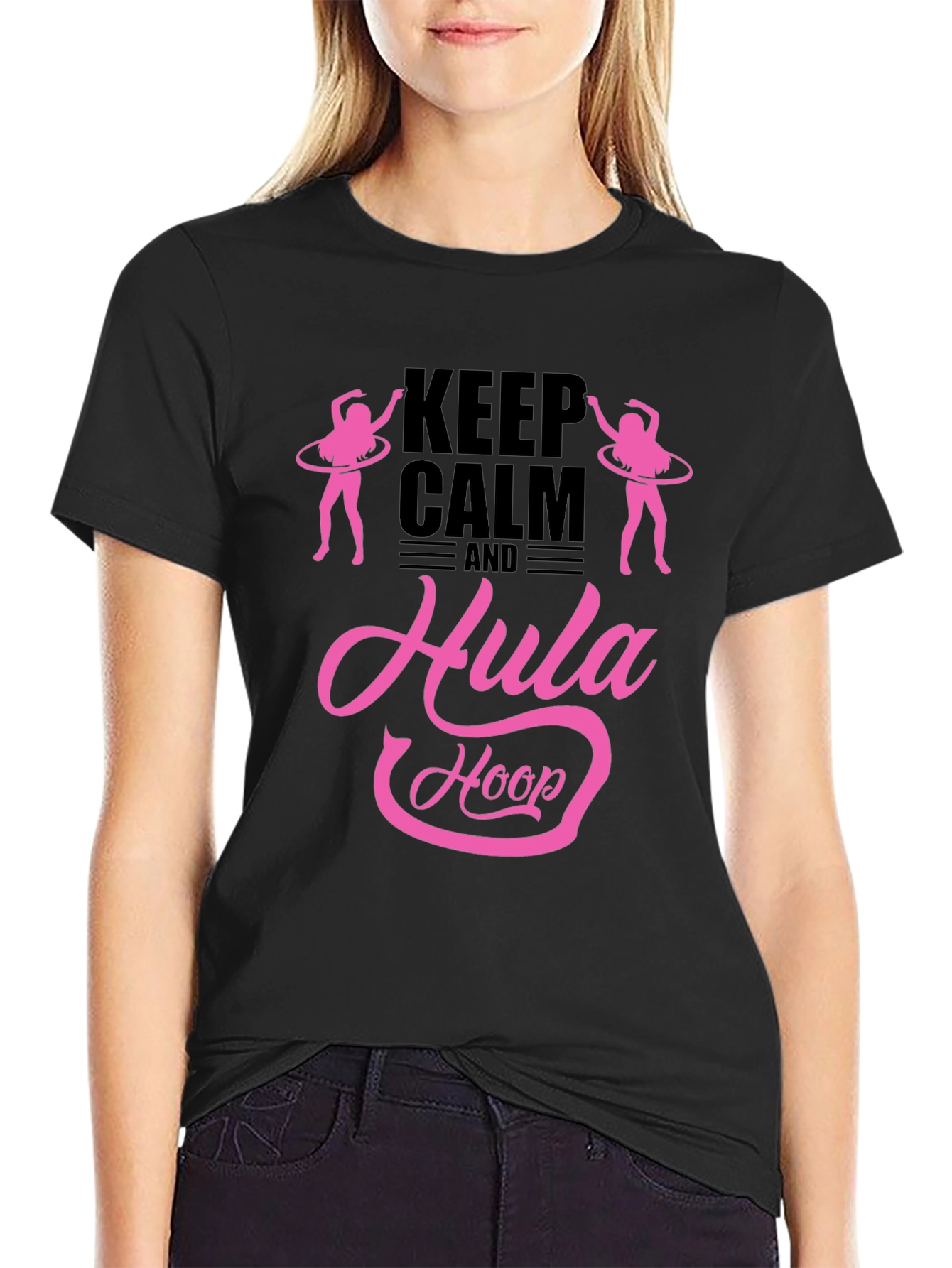 Keep Calm and Hula Hoop Black T-Shirt