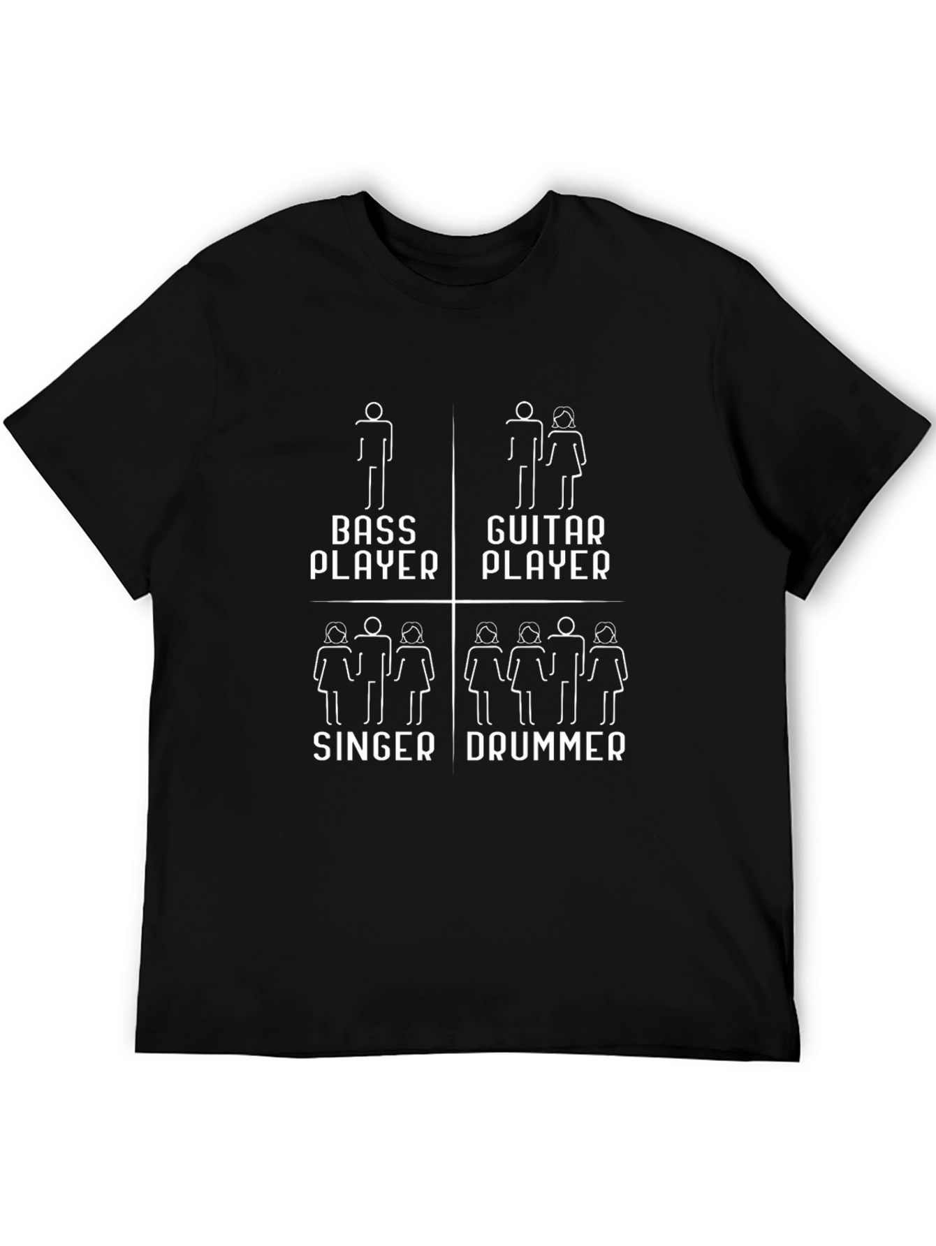 Band Lineup Graphic T-Shirt - Bass Guitar Singer Drummer