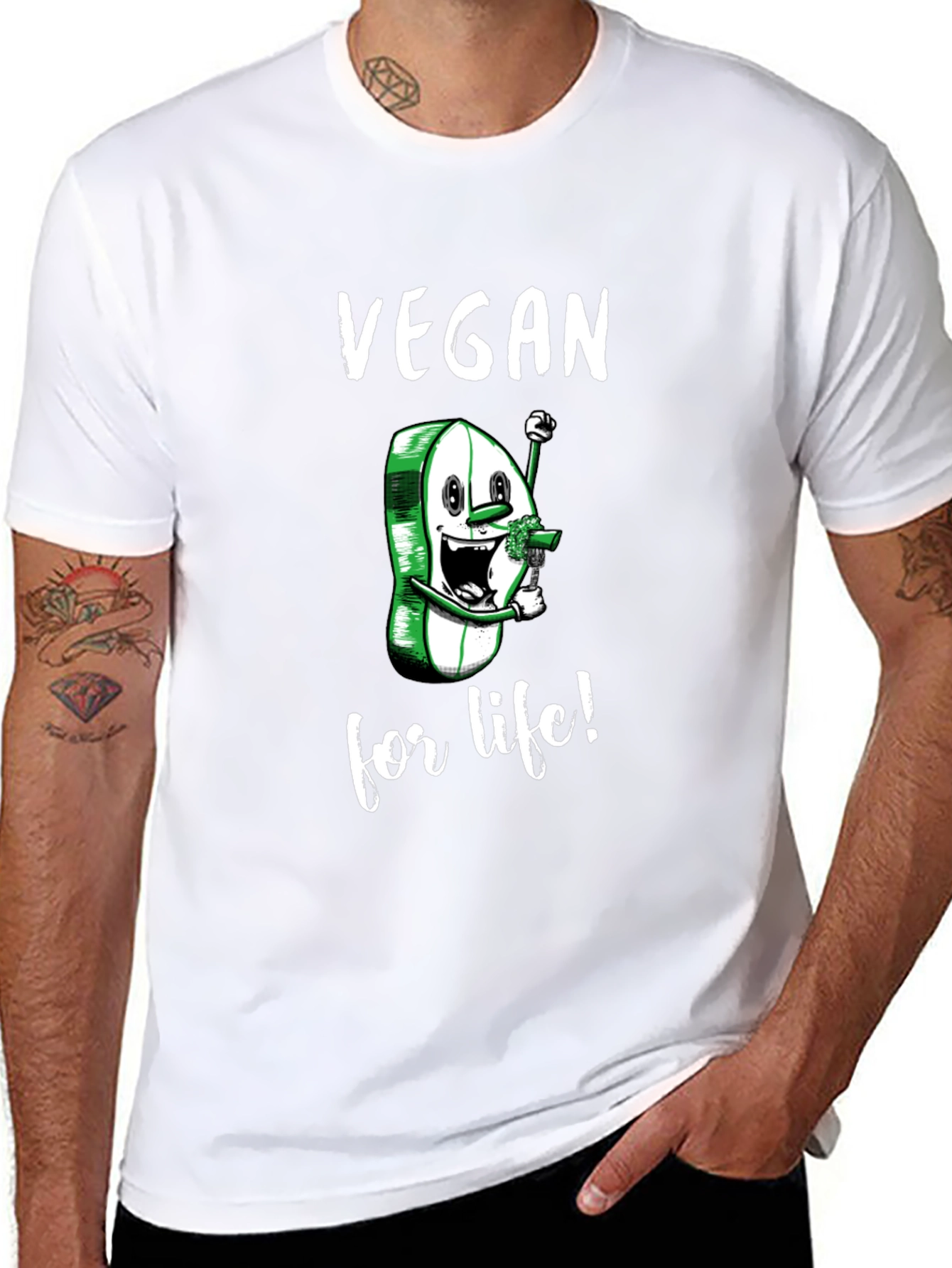 Vegan for Life T-Shirt - Pill Cartoon
