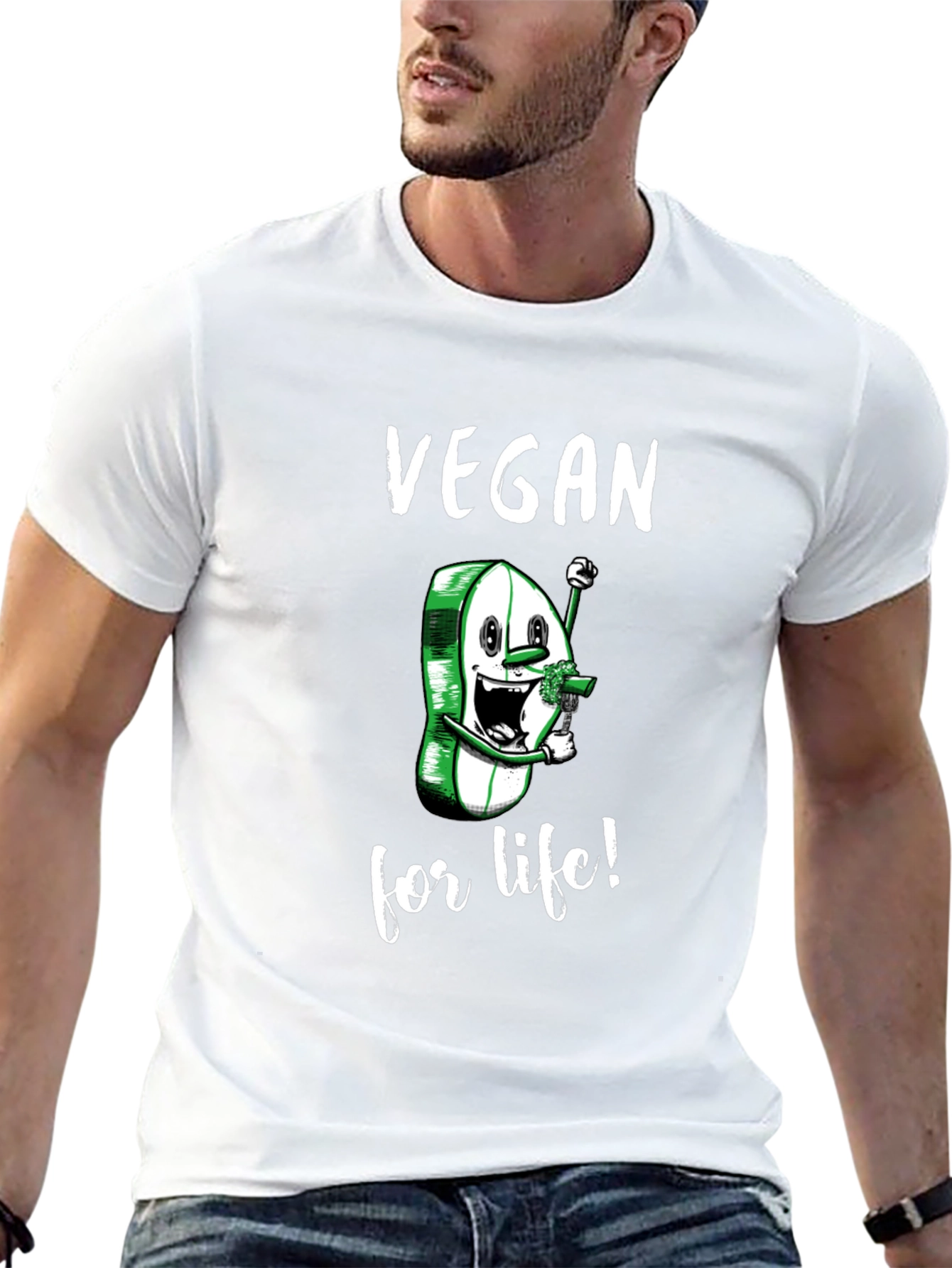 Vegan for Life T-Shirt - Pill Cartoon