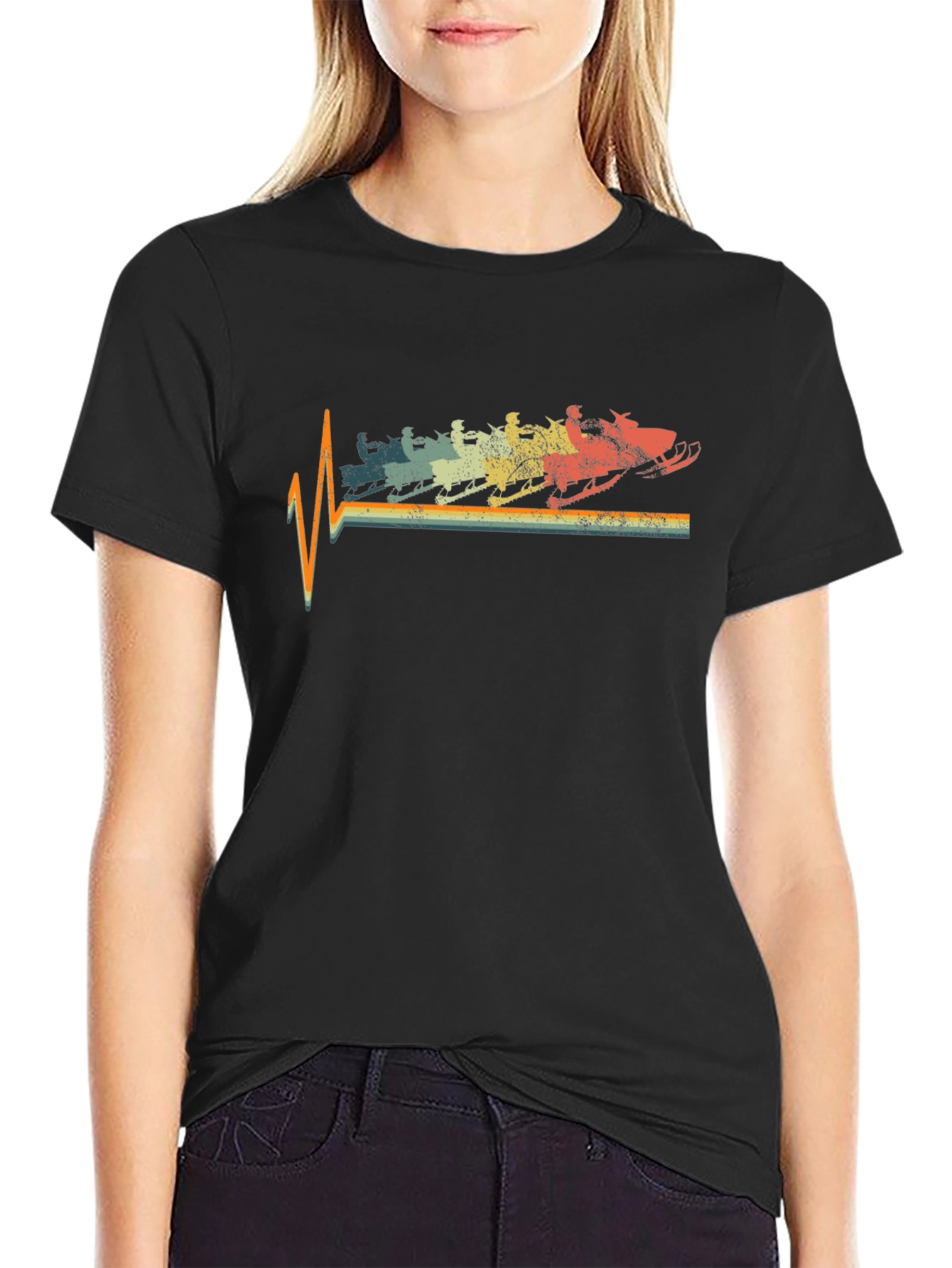 Retro Snowmobile Heartbeat T-Shirt