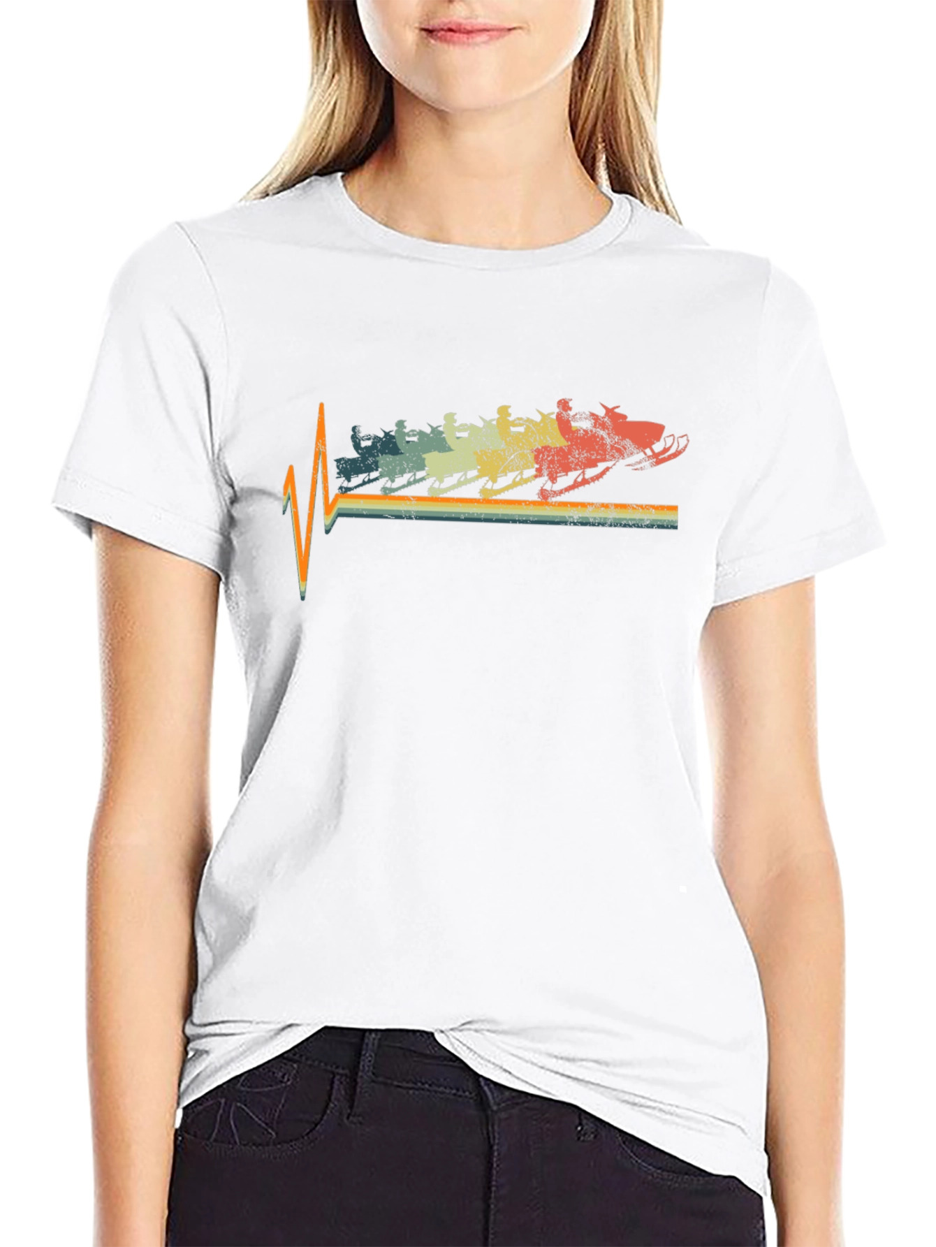 Retro Snowmobile Heartbeat T-Shirt