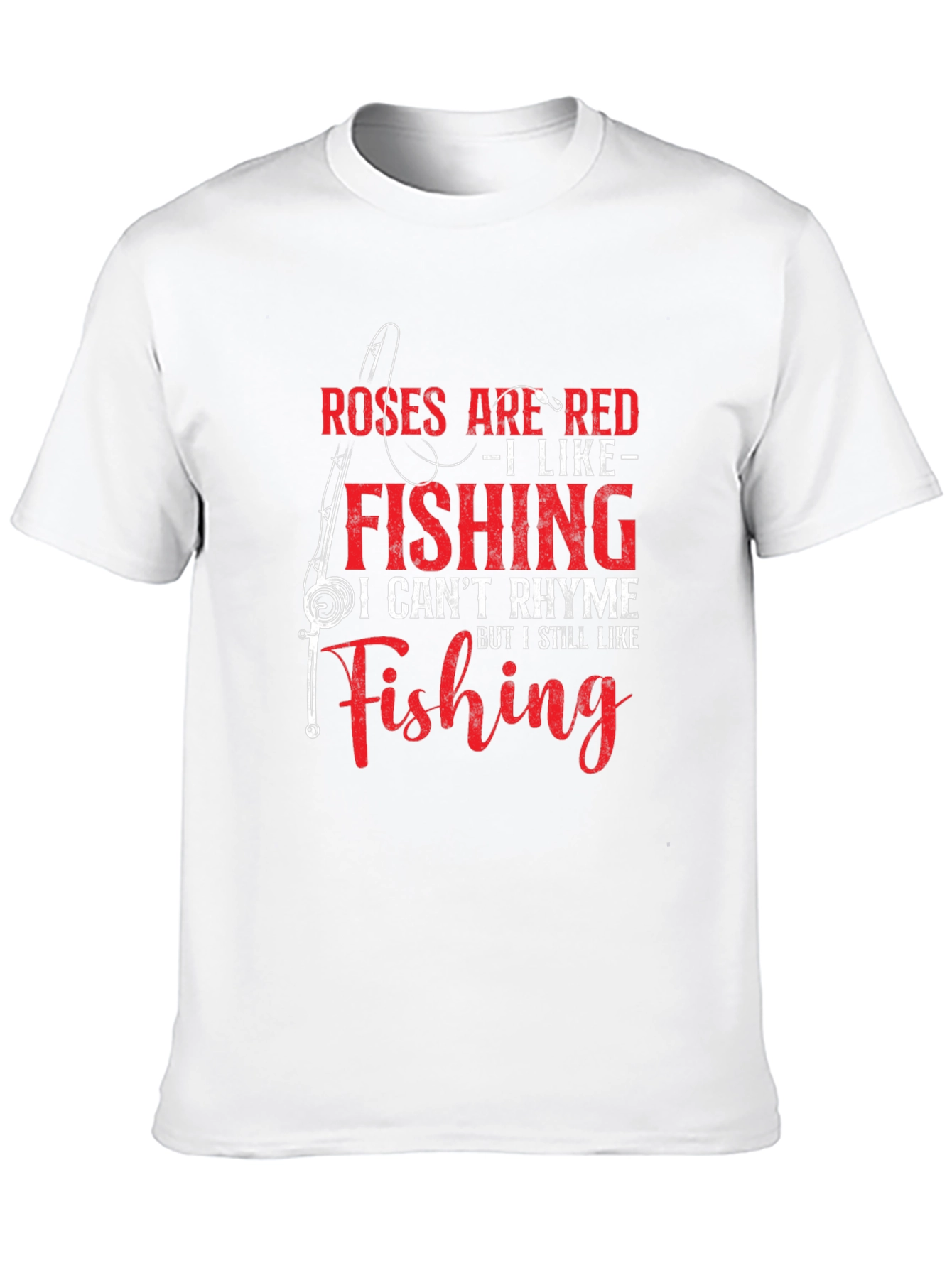 Roses are Red I Like Fishing Mens Black T-Shirt