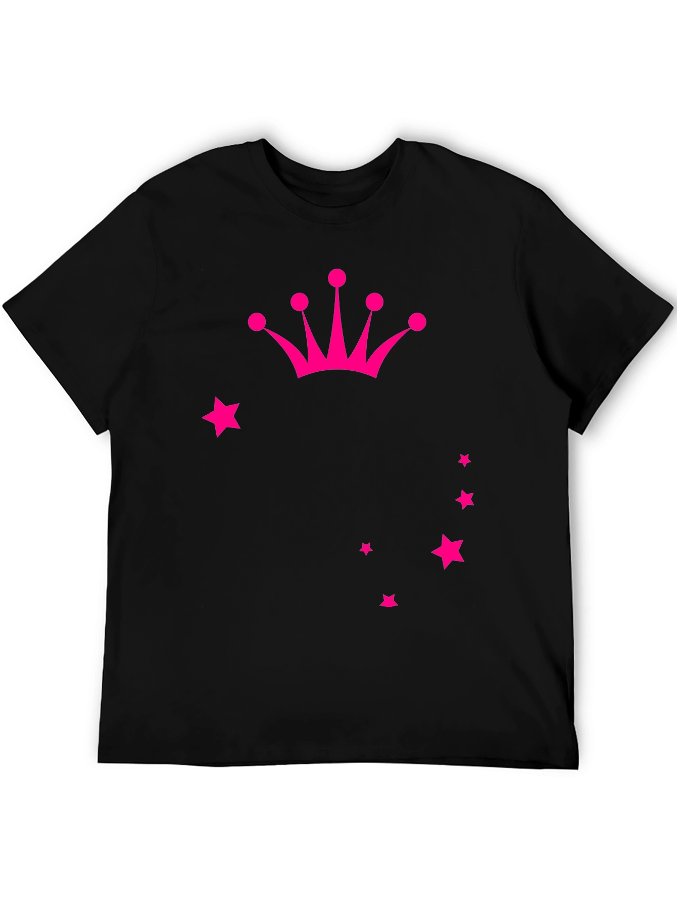 Crown & Stars Graphic Tee - Casual Black T-Shirt
