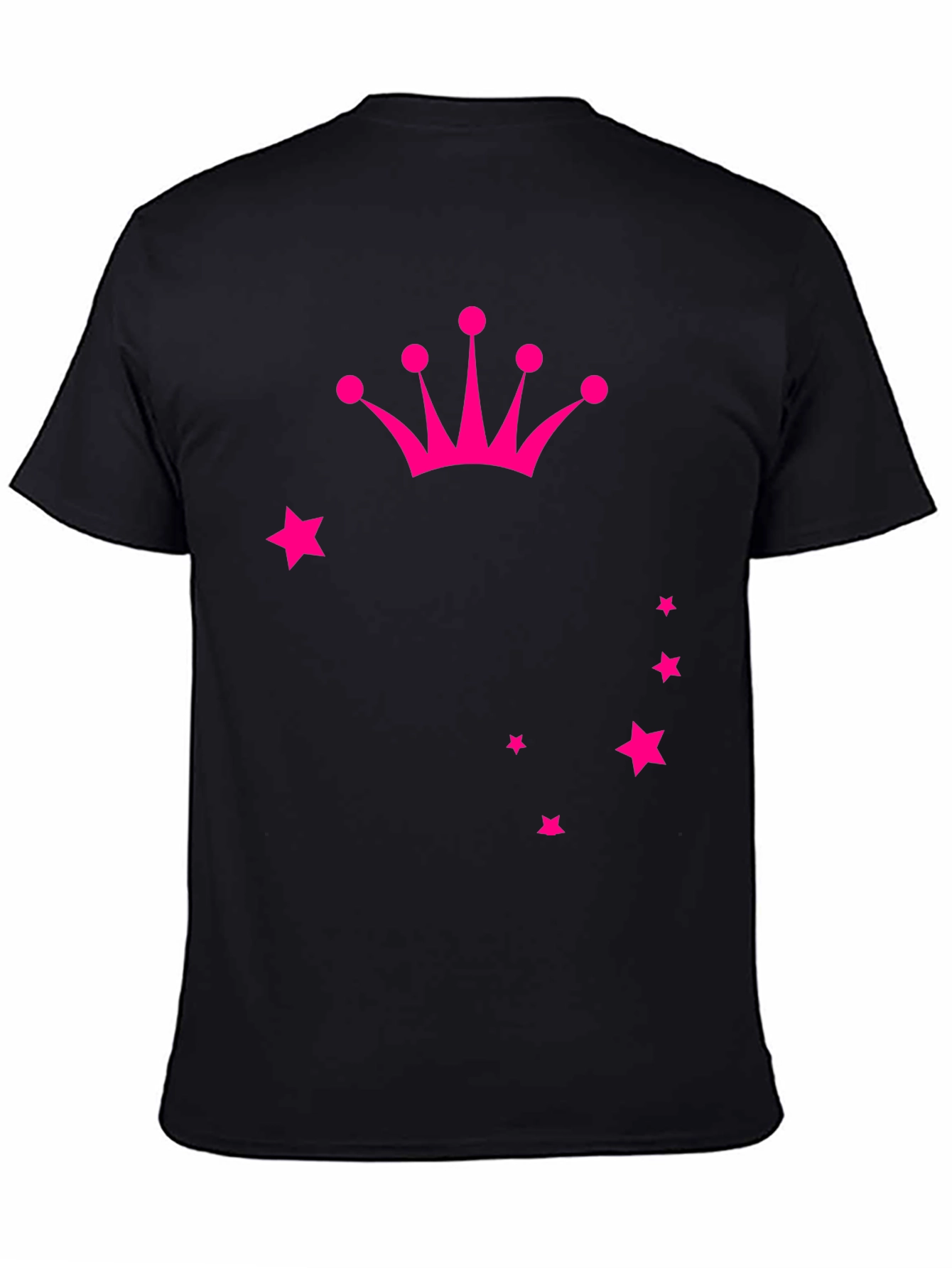 Crown & Stars Graphic Tee - Casual Black T-Shirt