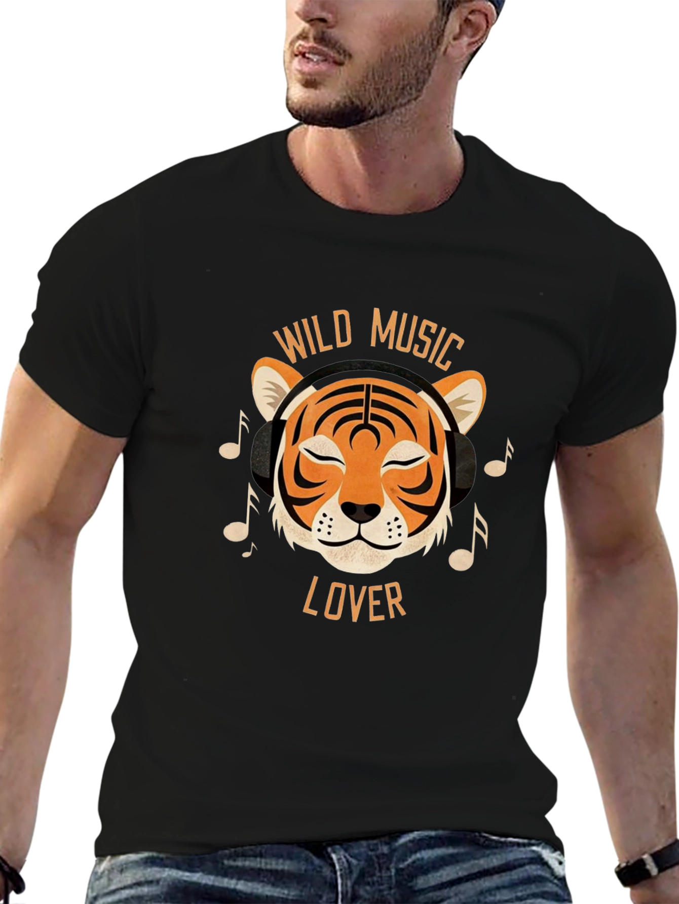 Wild Music Lover Tiger Graphic T-Shirt