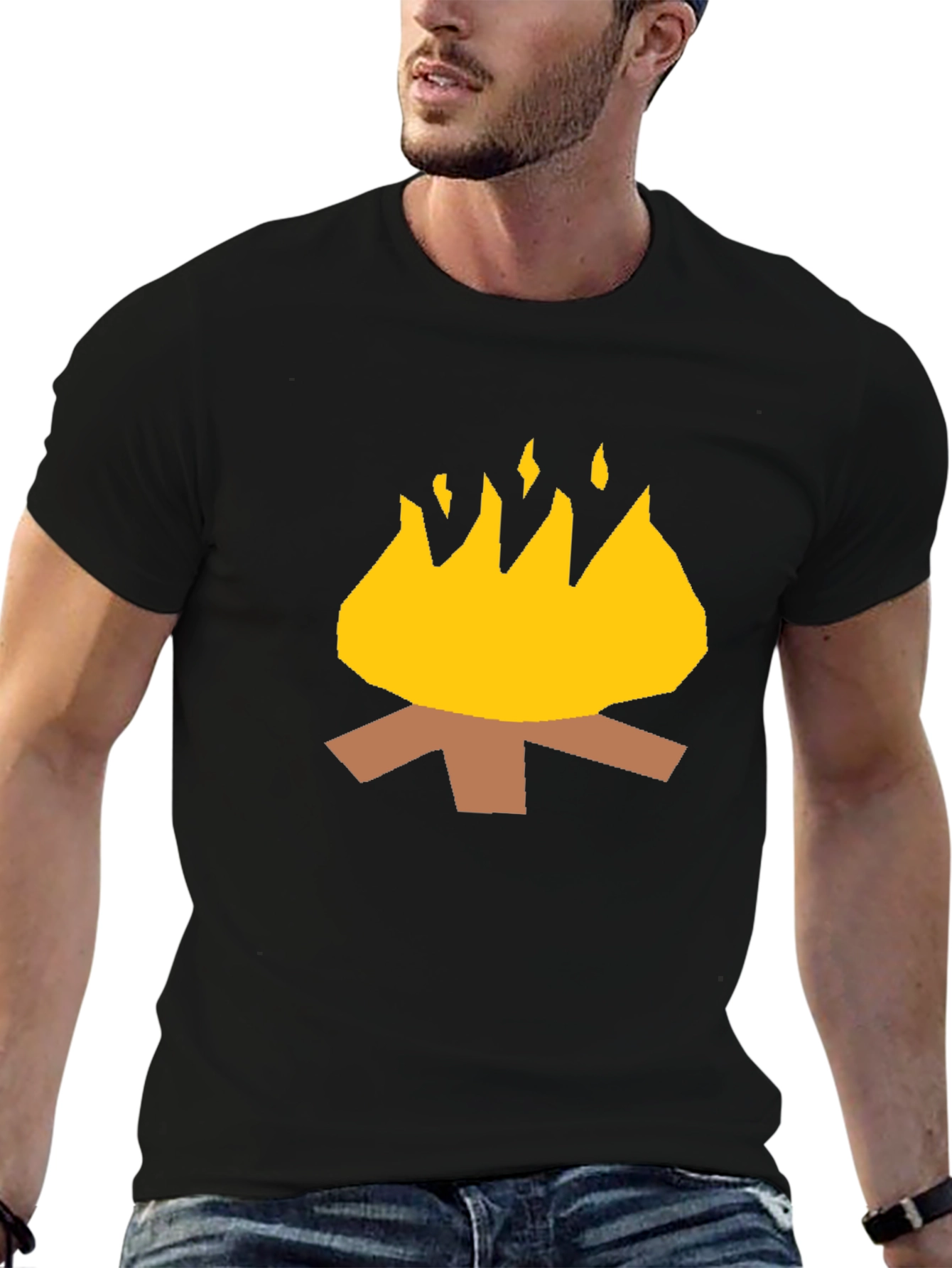 Campfire Graphic Tee - Black Cotton Casual Shirt