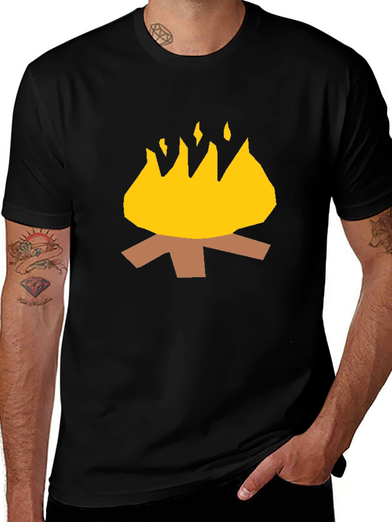 Campfire Graphic Tee - Black Cotton Casual Shirt
