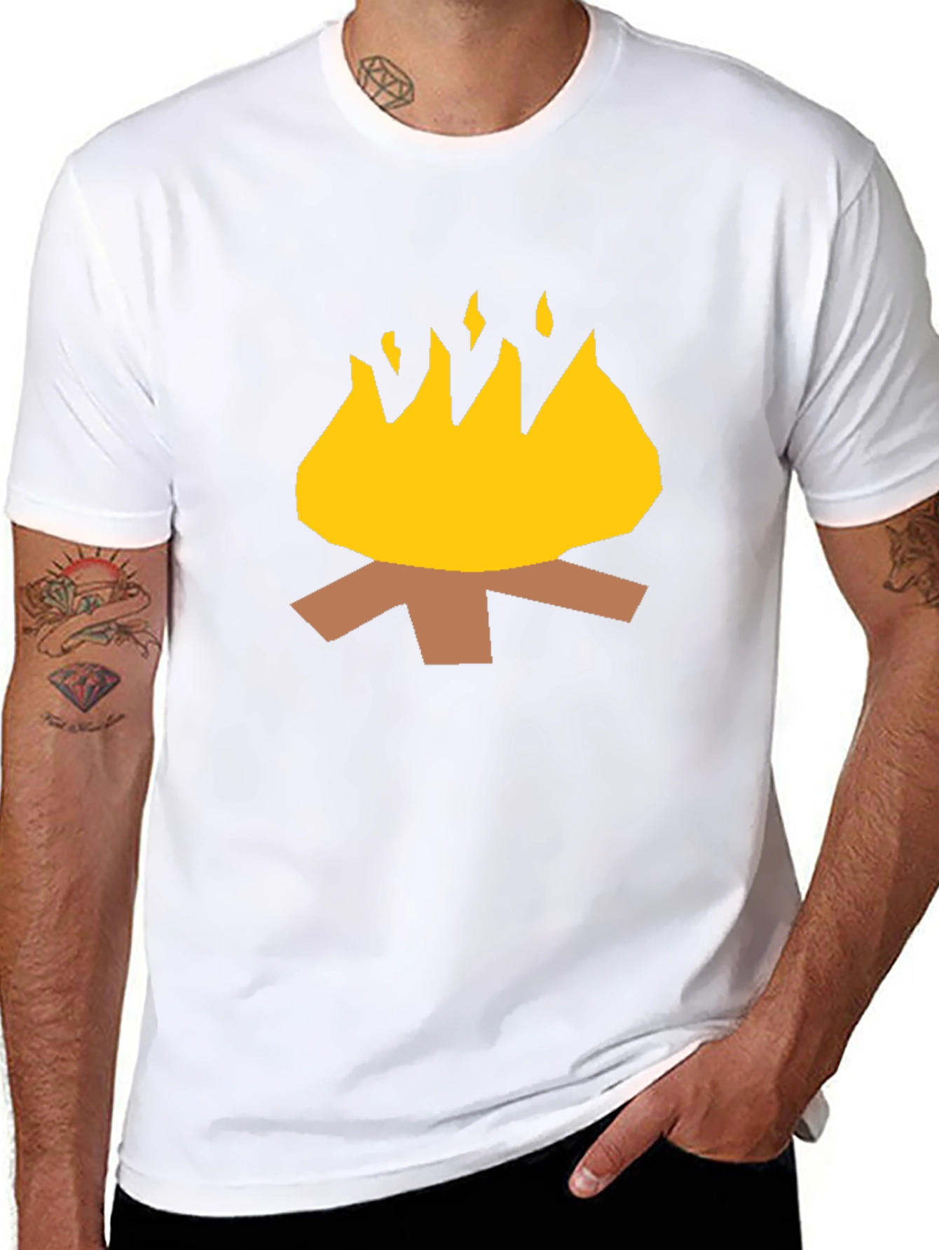 Campfire Graphic Tee - Black Cotton Casual Shirt