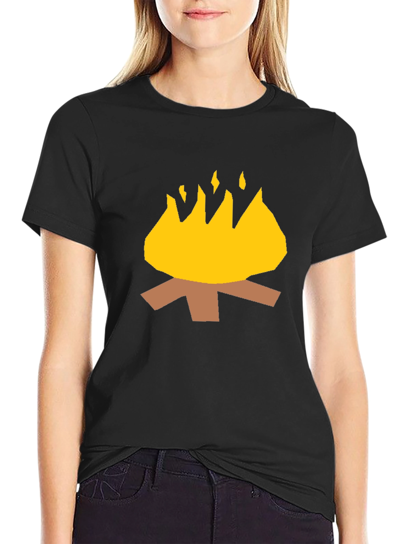 Campfire Graphic Tee - Black Cotton Casual Shirt