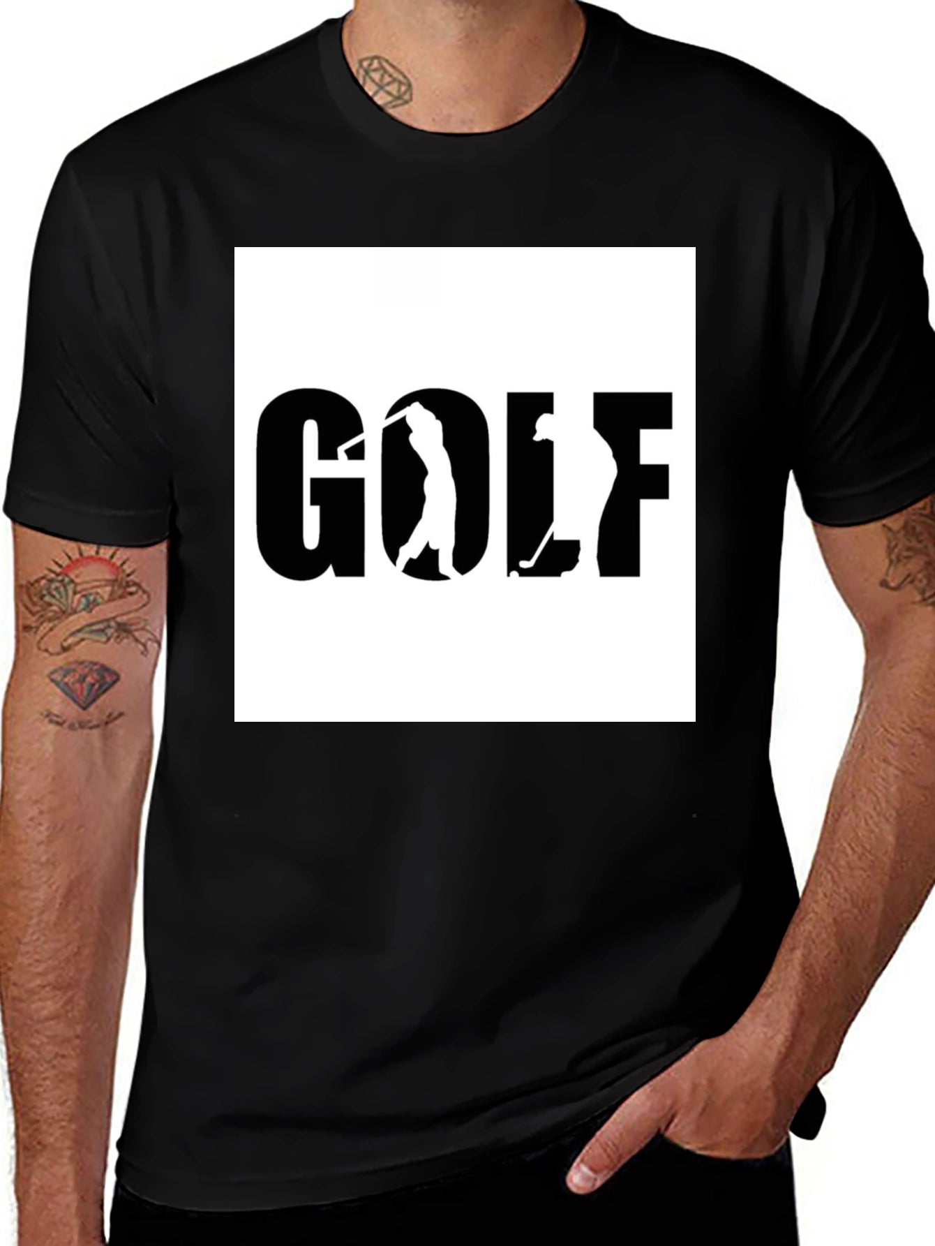 Golf Graphic Tee - Black Cotton T-Shirt