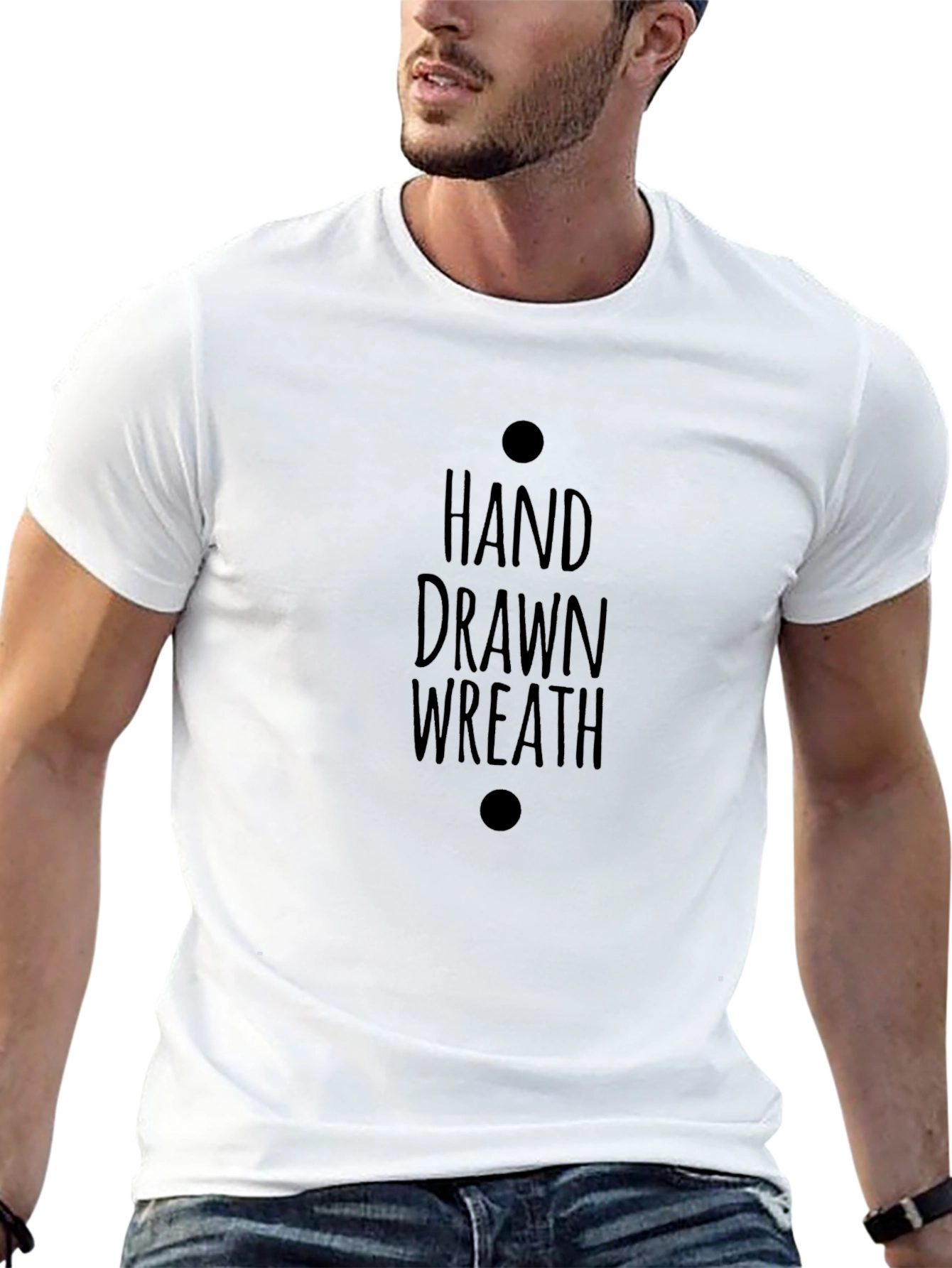 Hand Drawn Wreath Graphic Tee - Black T-Shirt