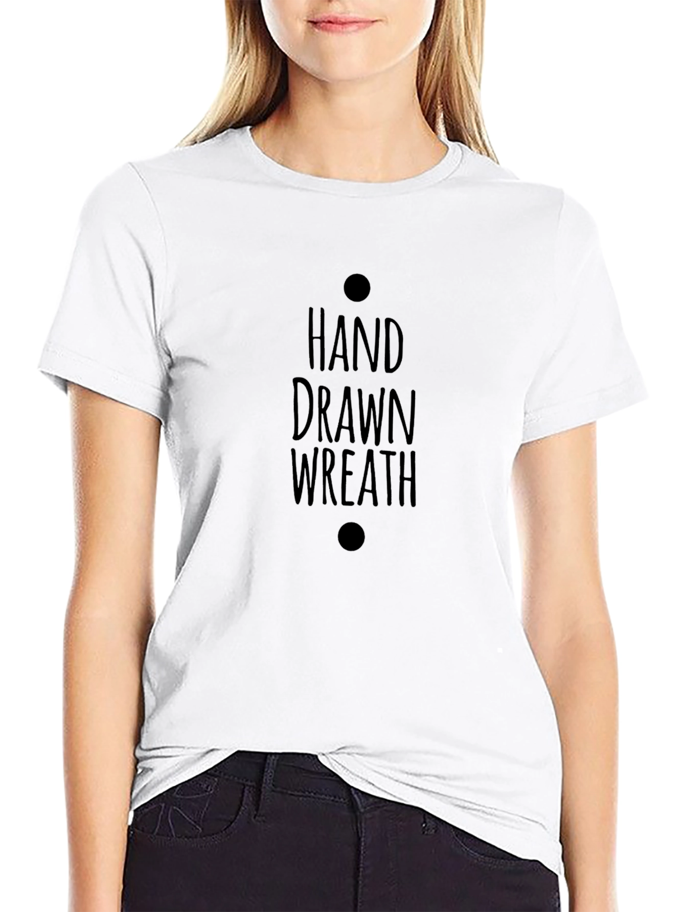 Hand Drawn Wreath Graphic Tee - Black T-Shirt