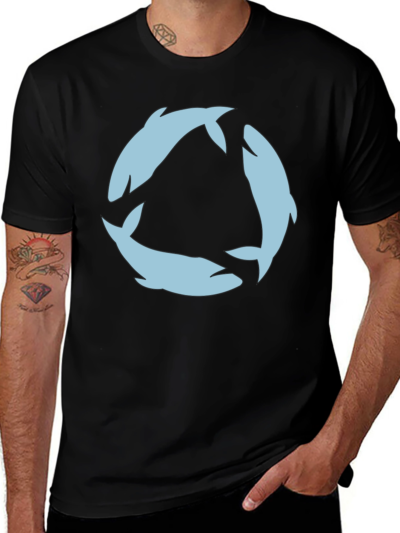 Dolphin Circle Graphic Tee - Black