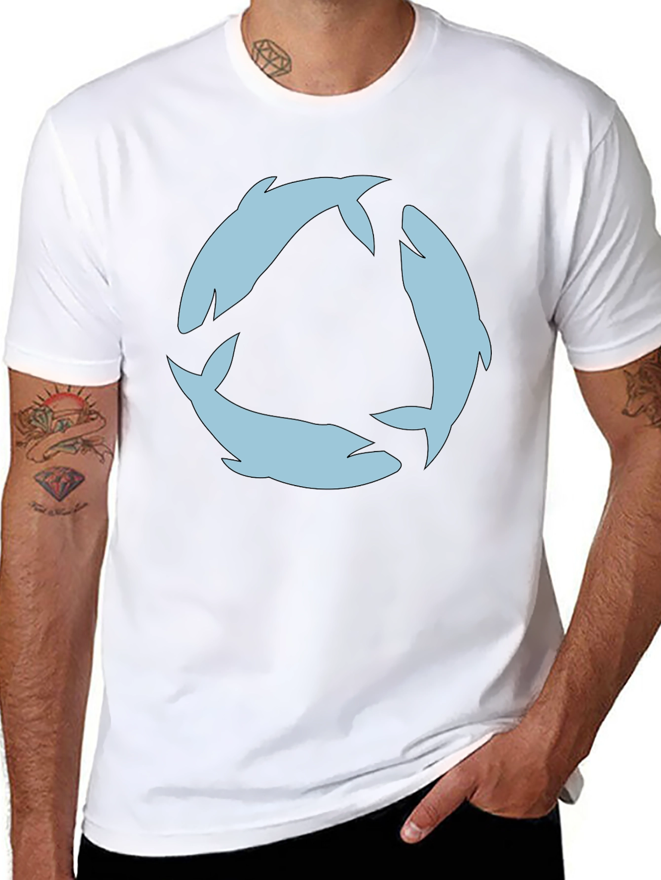 Dolphin Circle Graphic Tee - Black