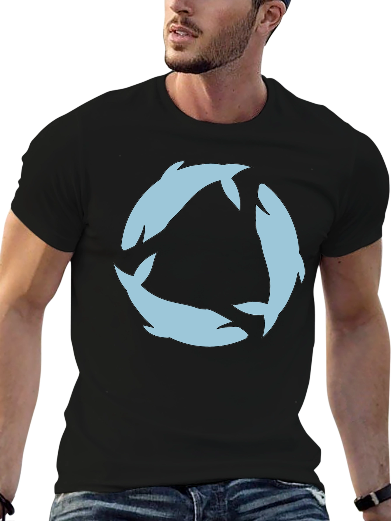 Dolphin Circle Graphic Tee - Black