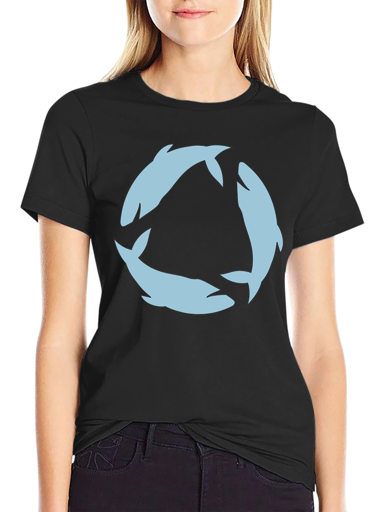 Dolphin Circle Graphic Tee - Black