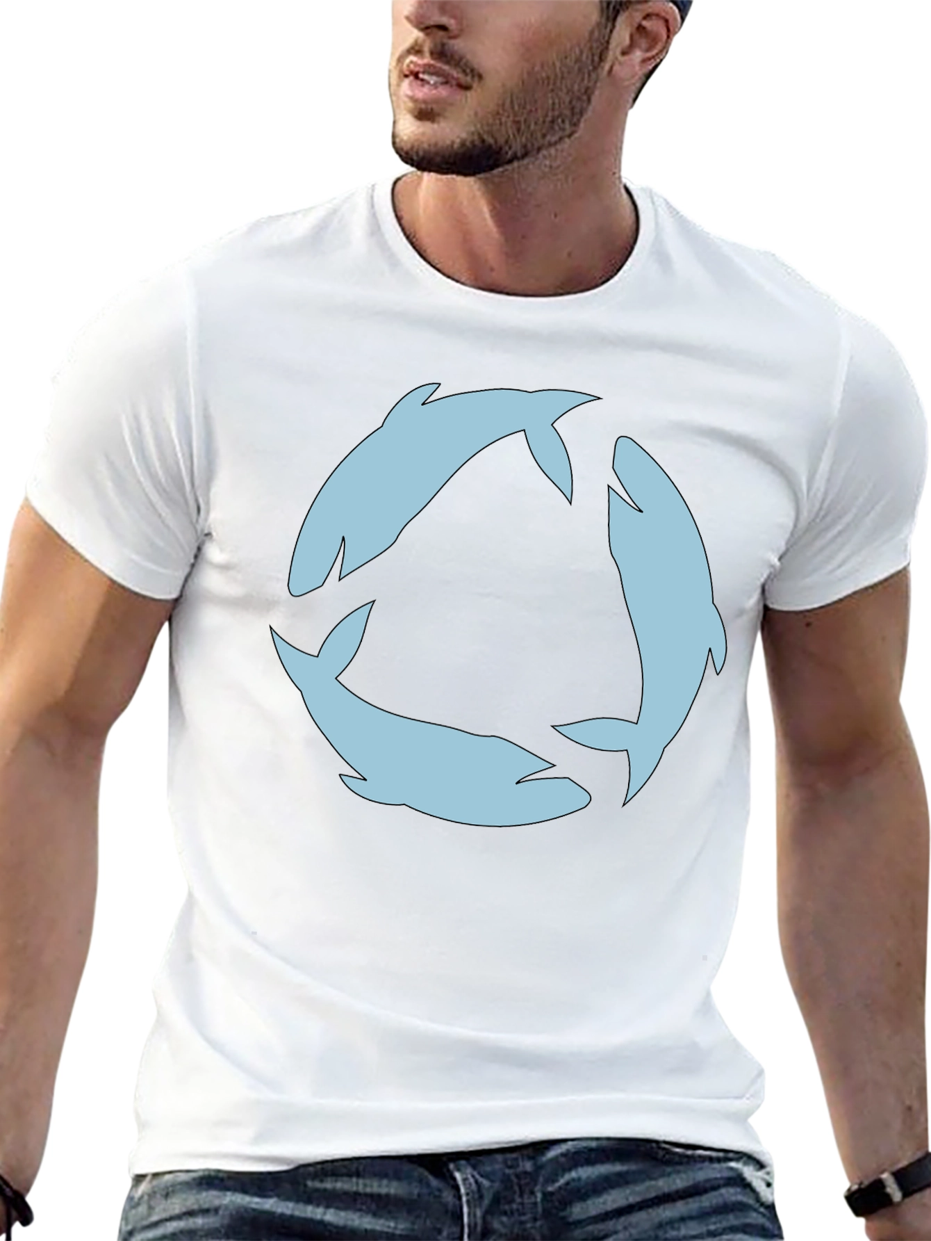 Dolphin Circle Graphic Tee - Black
