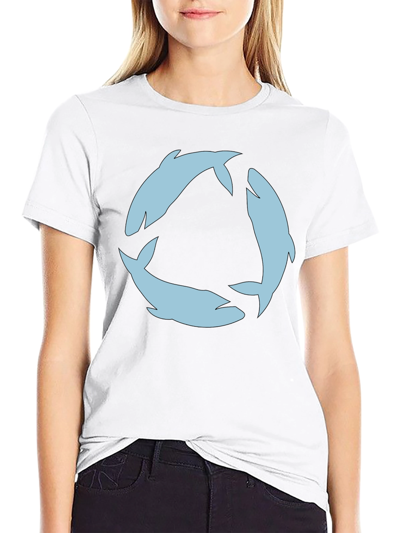 Dolphin Circle Graphic Tee - Black