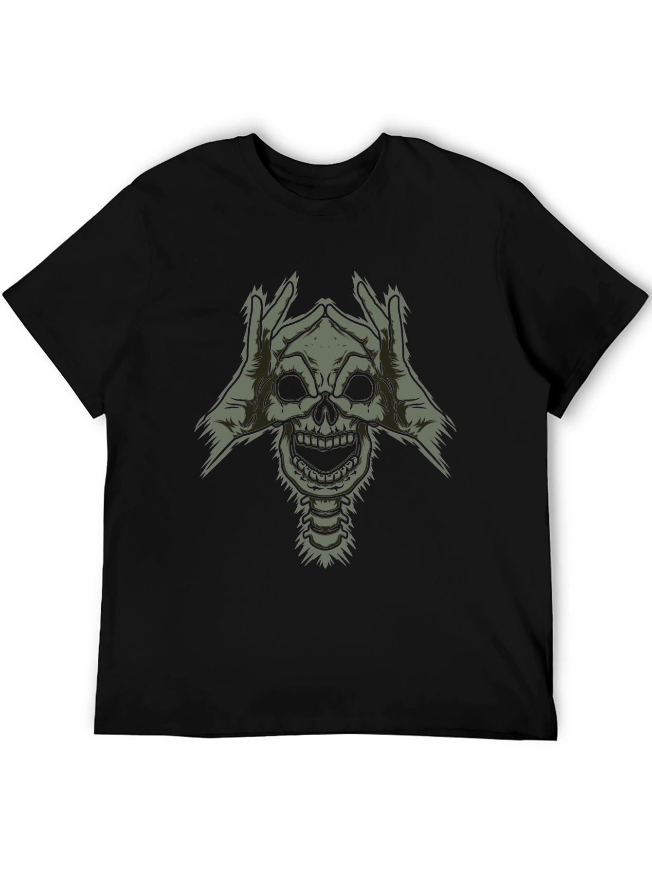 Skull Hands Graphic Tee - Dark Humor Style