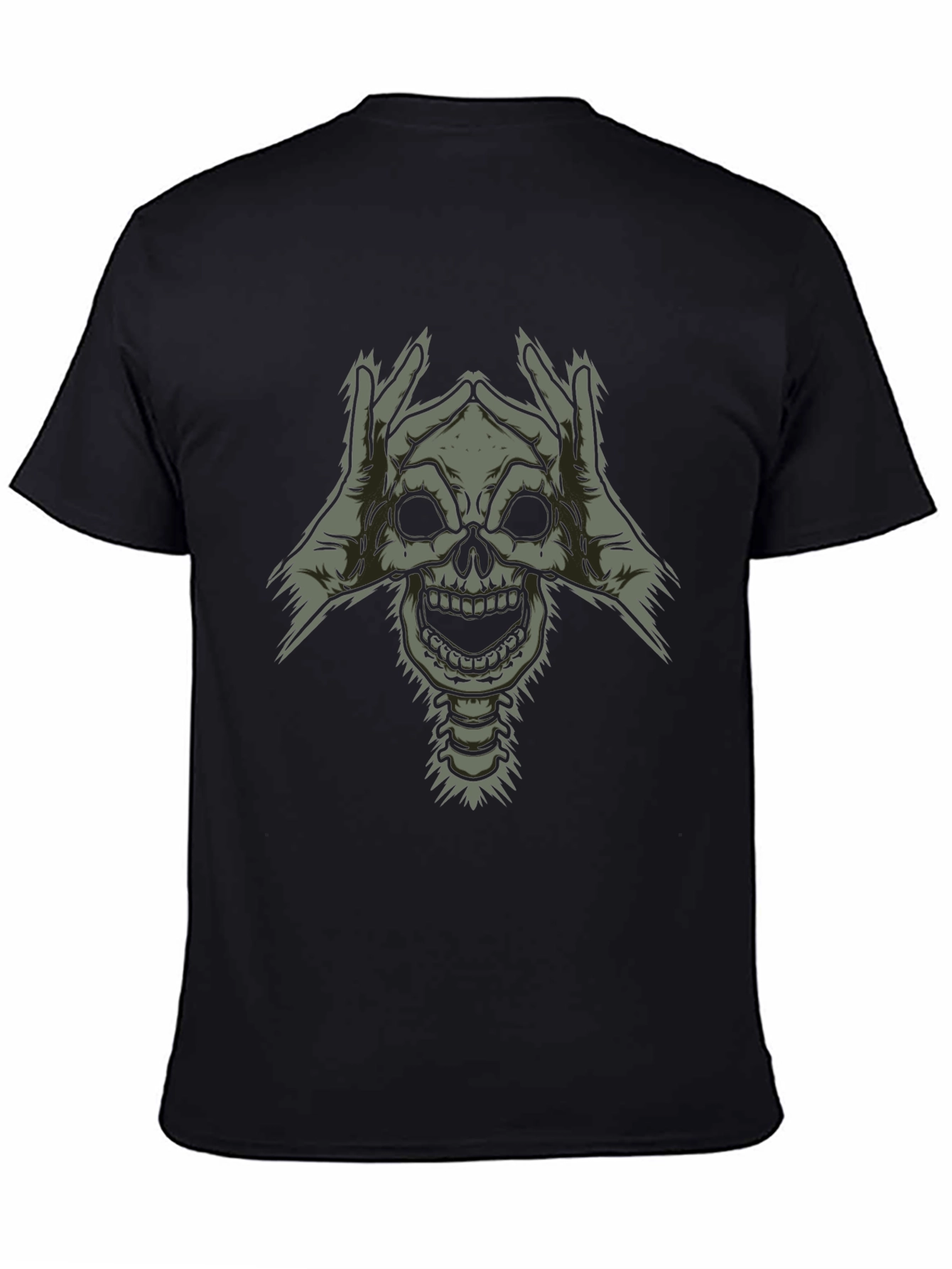 Skull Hands Graphic Tee - Dark Humor Style