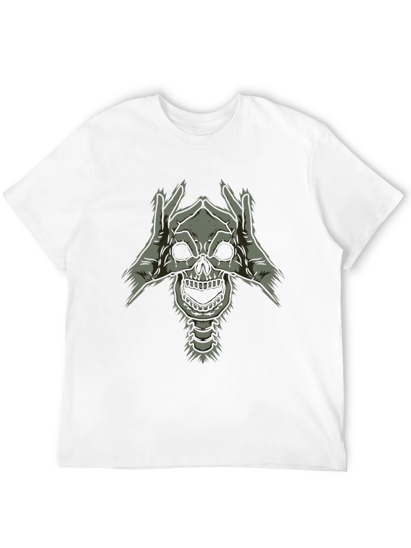 Skull Hands Graphic Tee - Dark Humor Style