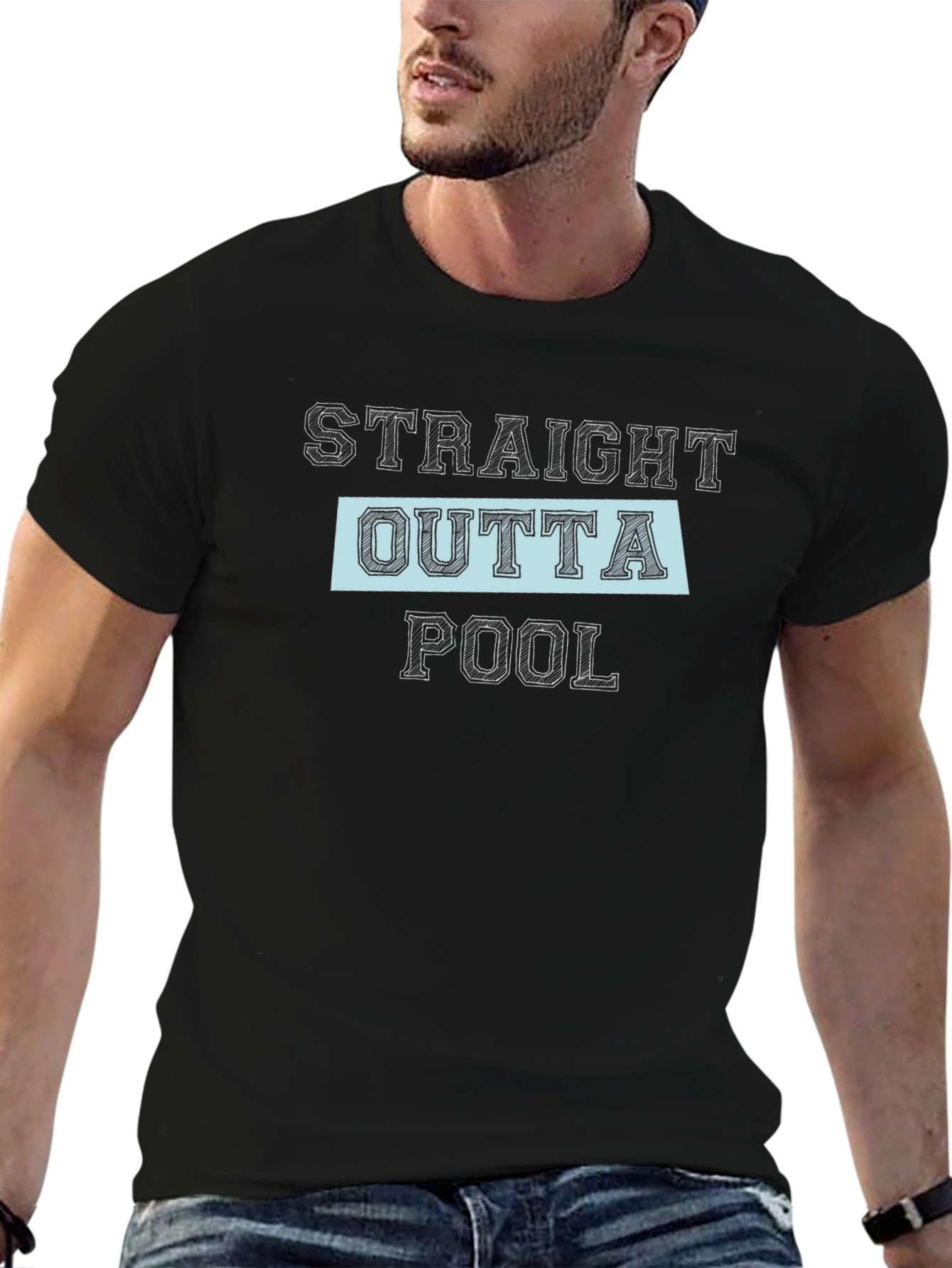 Straight Outta Pool Black Graphic Tee