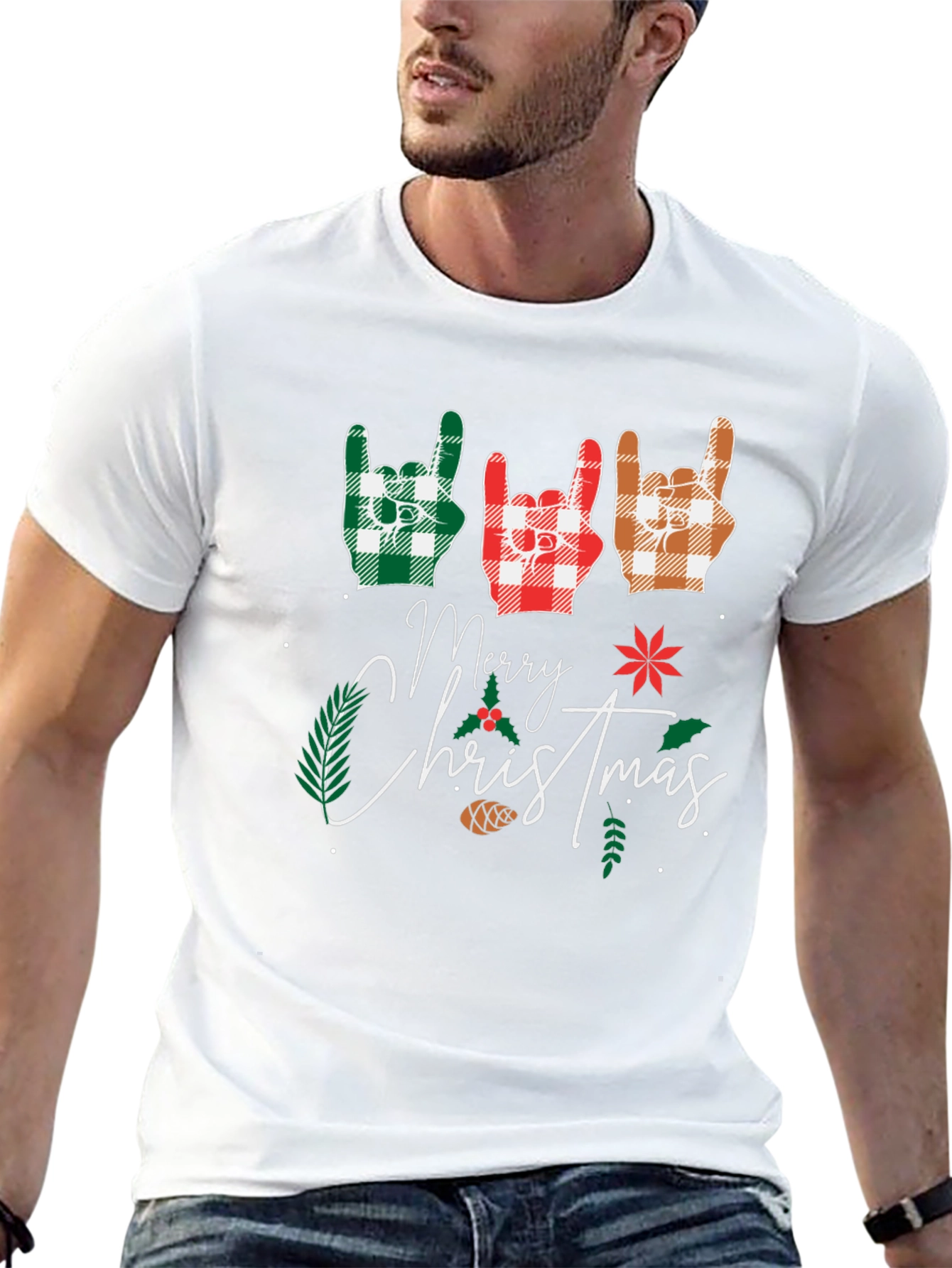 Festive Merry Christmas Rock On Graphic Tee