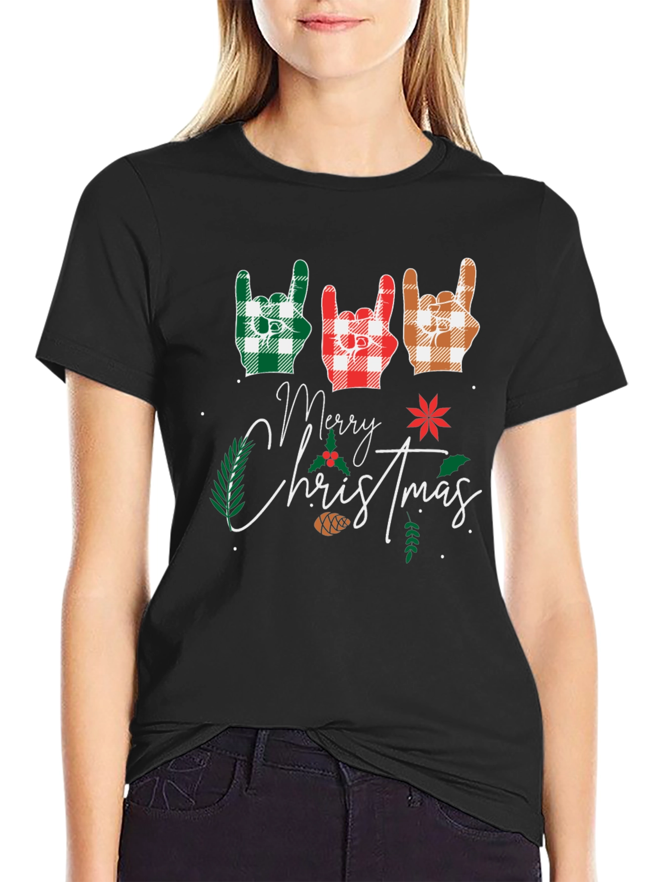 Festive Merry Christmas Rock On Graphic Tee
