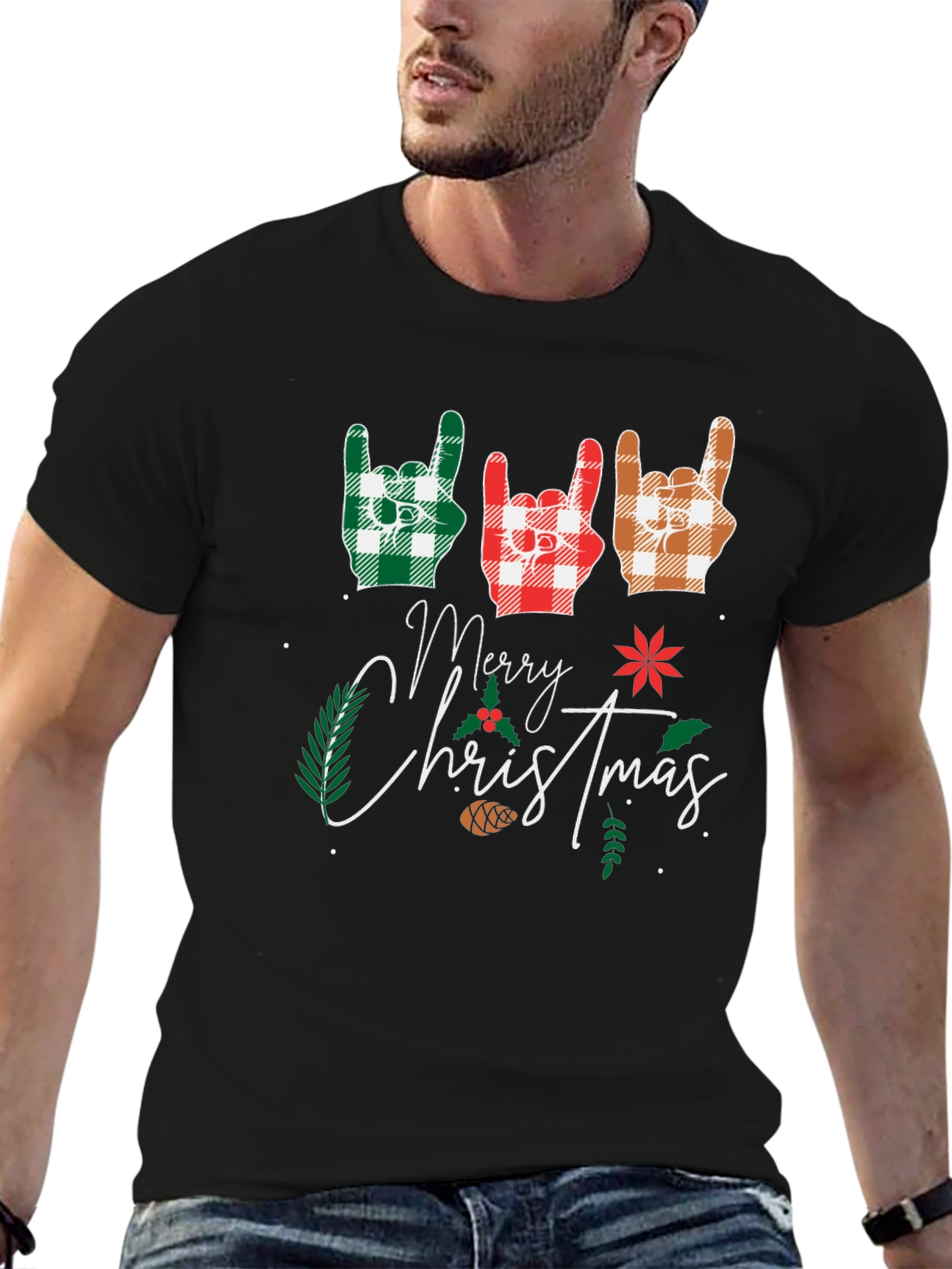 Festive Merry Christmas Rock On Graphic Tee