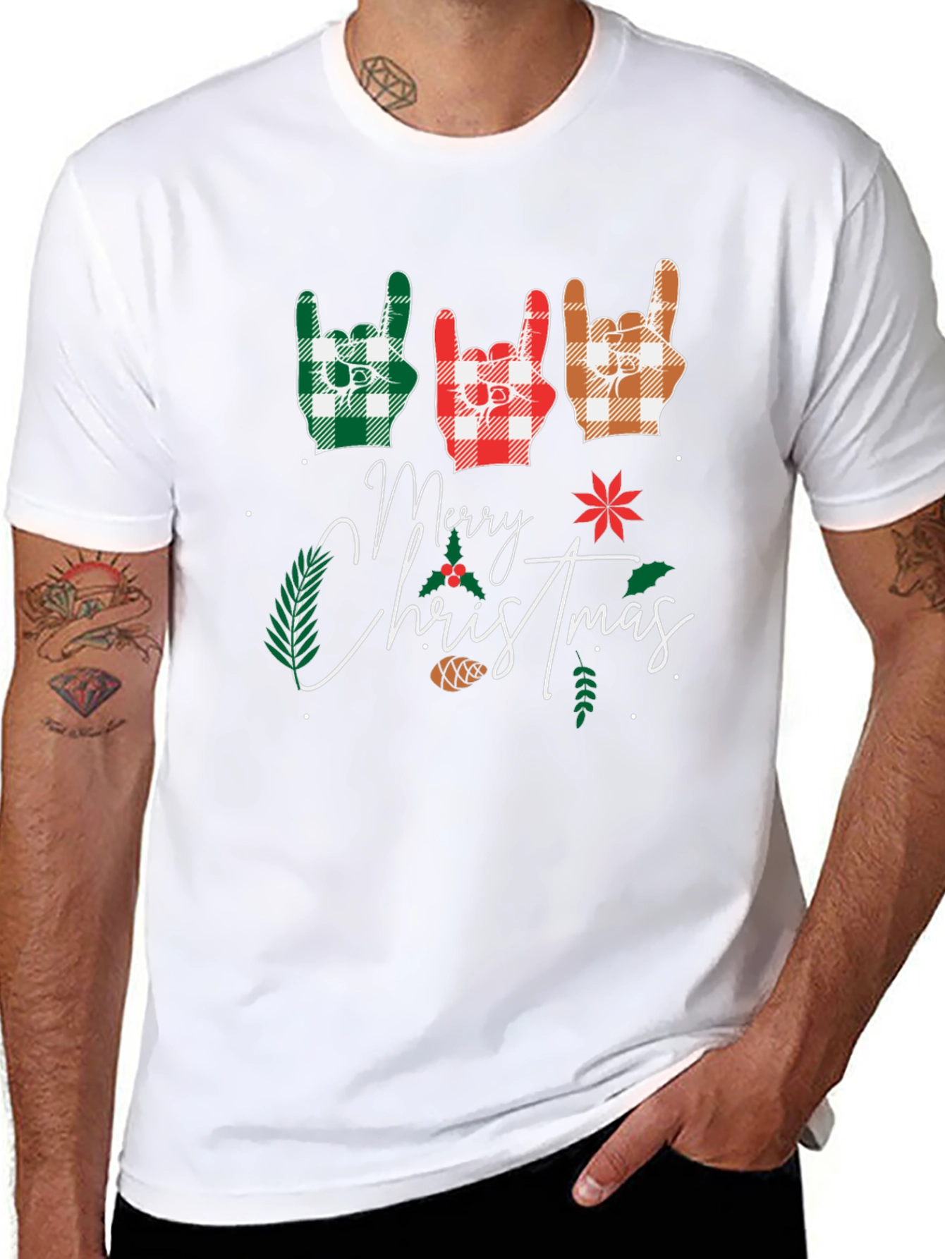 Festive Merry Christmas Rock On Graphic Tee
