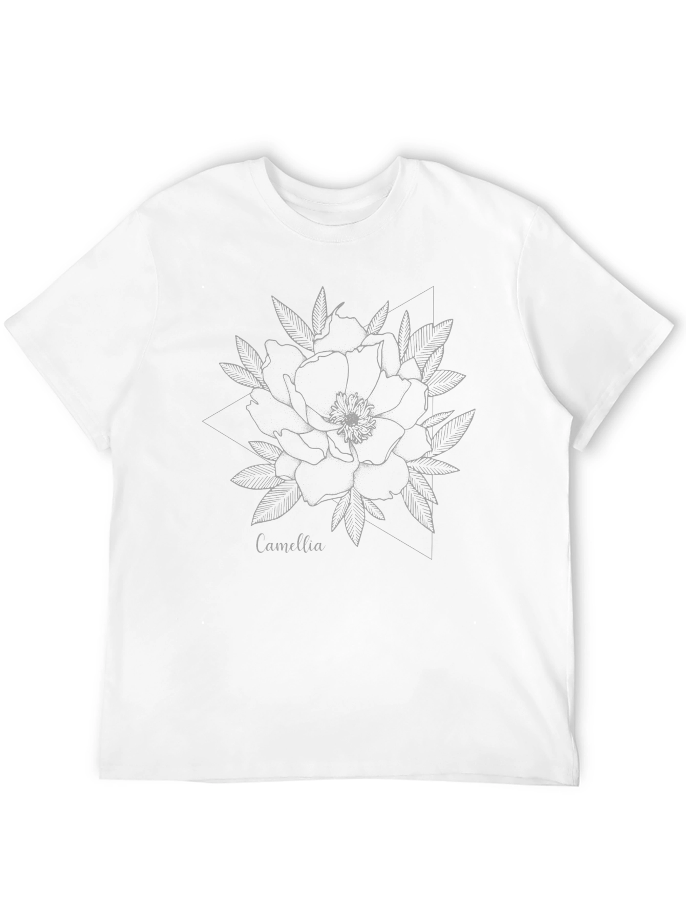 Black Camellia Flower Graphic Tee